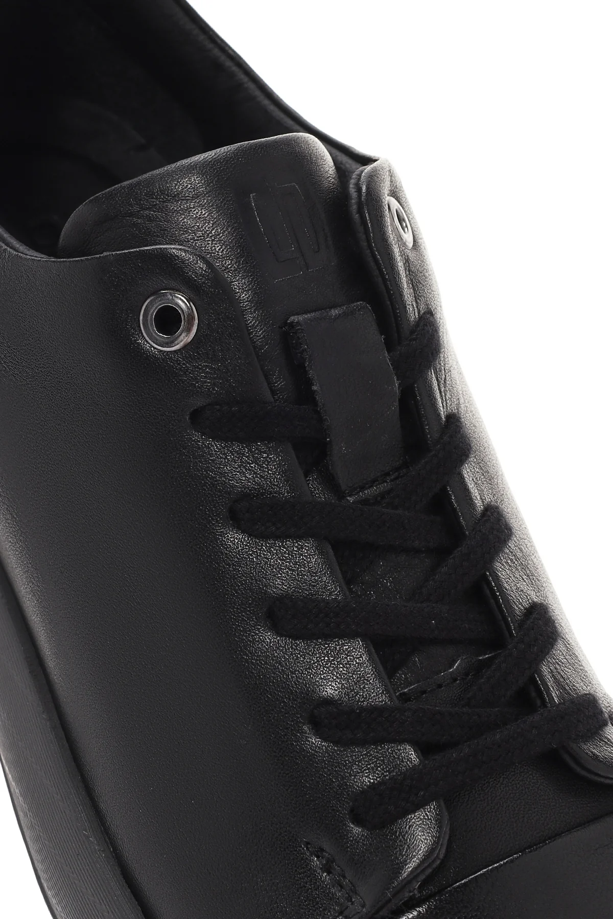 Erkek Siyah Bağcıklı Deri Sneaker - Image 9