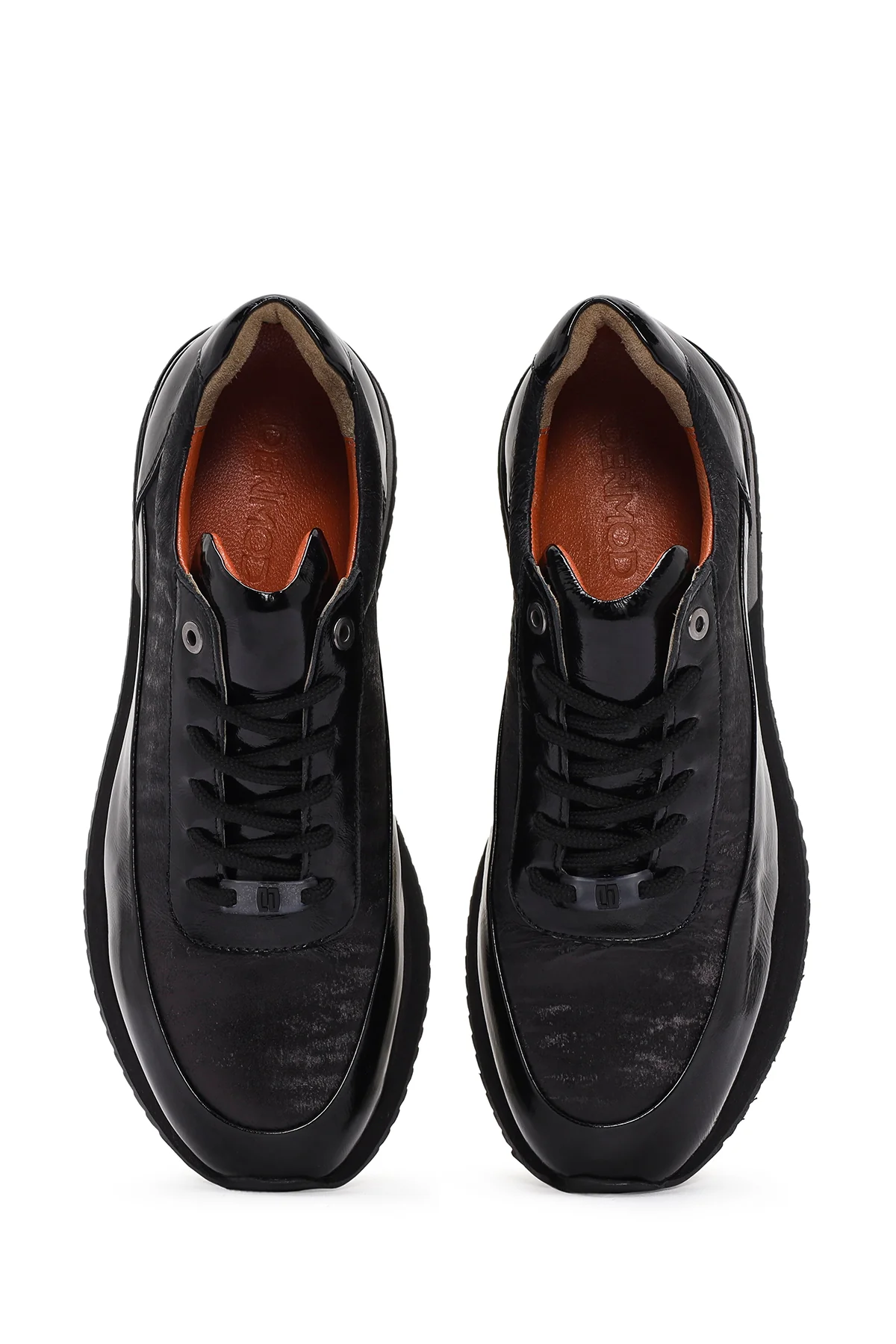 Erkek Siyah Bağcıklı Deri Sneaker - Image 7