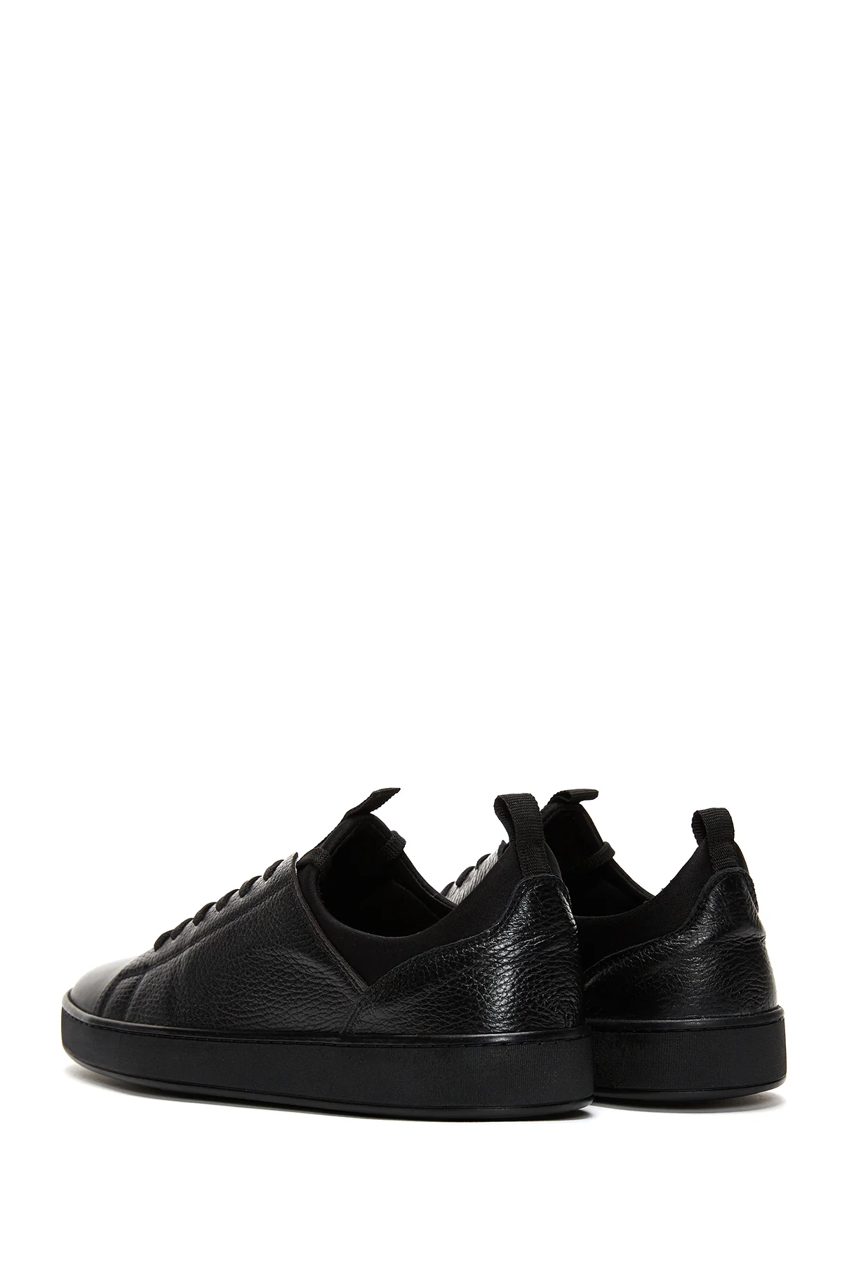 Erkek Siyah Bağcıklı Deri Sneaker - Image 5