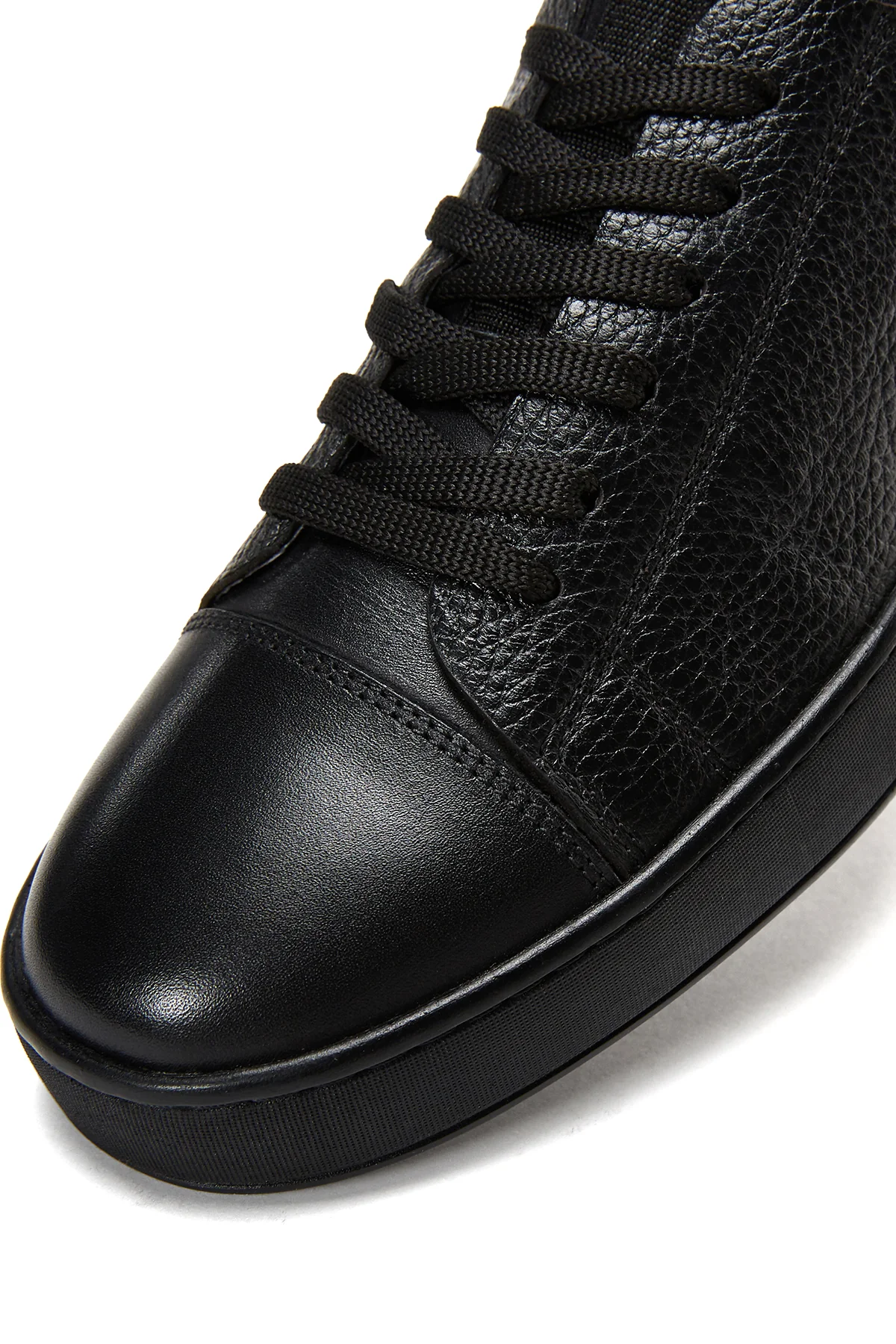 Erkek Siyah Bağcıklı Deri Sneaker - Image 7