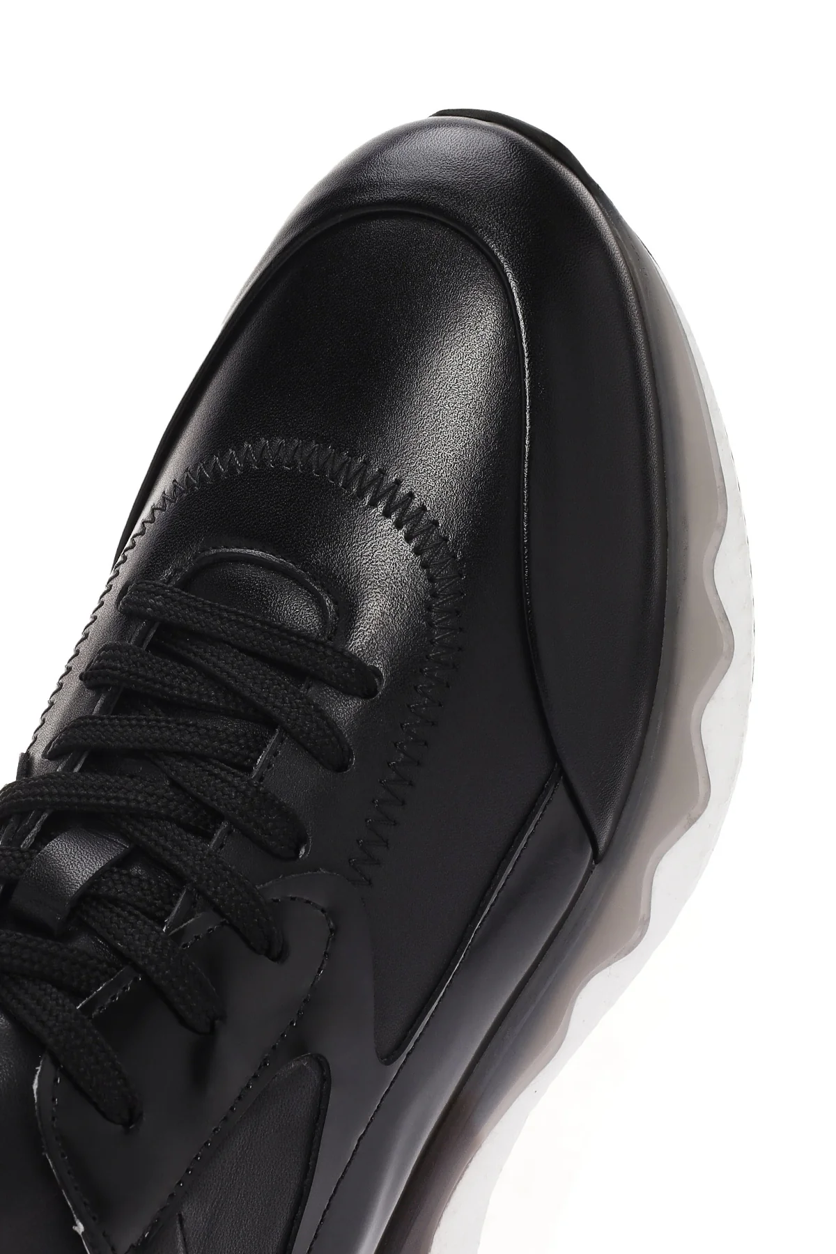 Erkek Siyah Bağcıklı Deri Sneaker - Image 10
