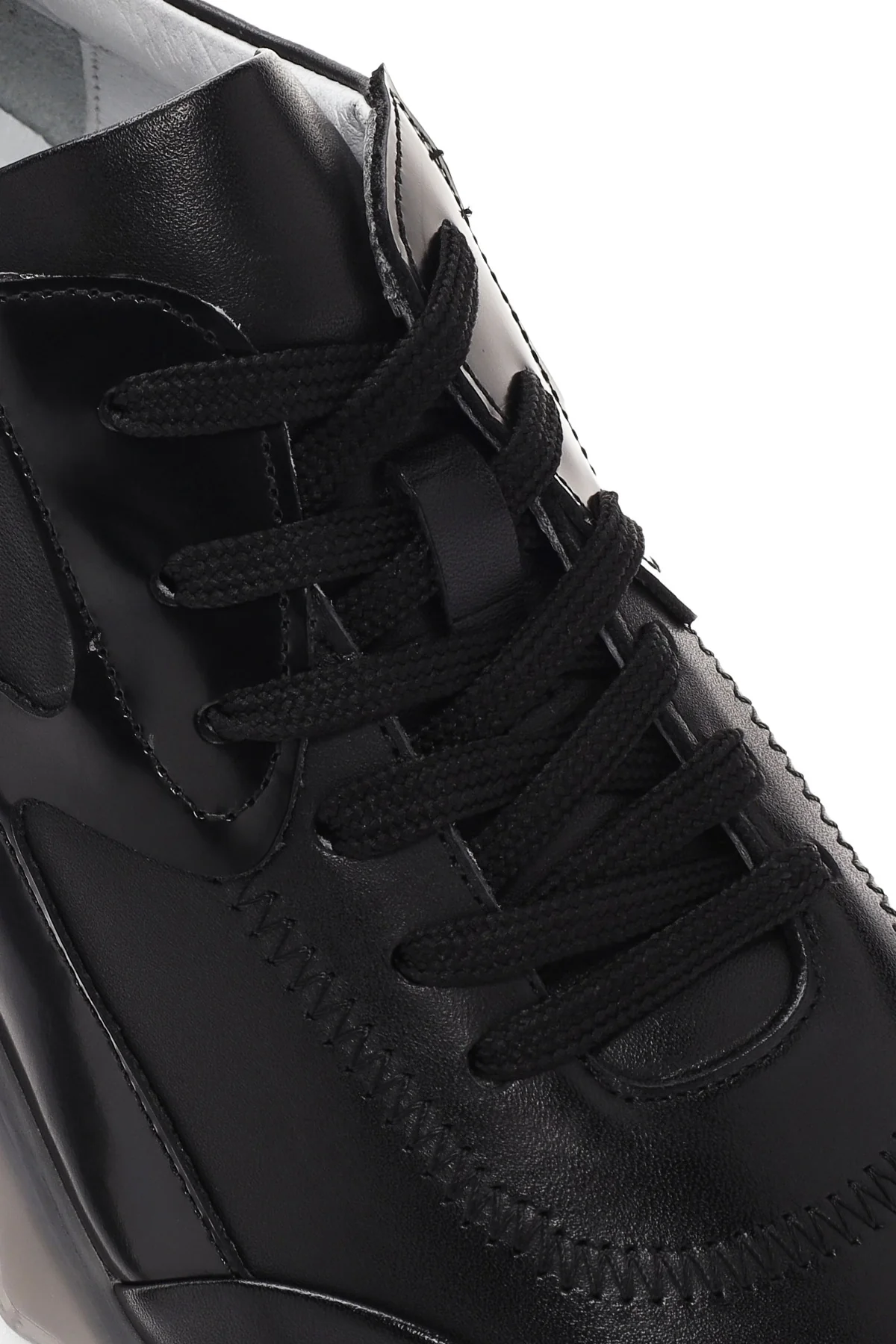 Erkek Siyah Bağcıklı Deri Sneaker - Image 11
