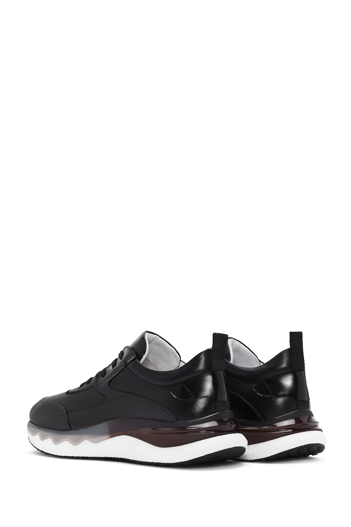 Erkek Siyah Bağcıklı Deri Sneaker - Image 5