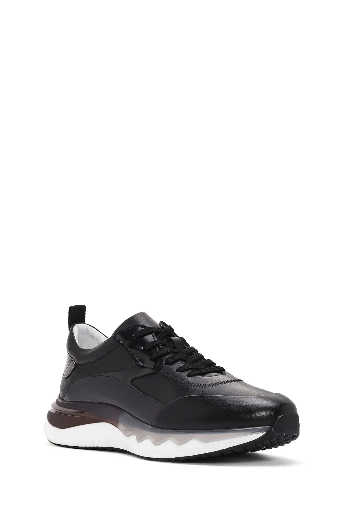 Erkek Siyah Bağcıklı Deri Sneaker - Image 6
