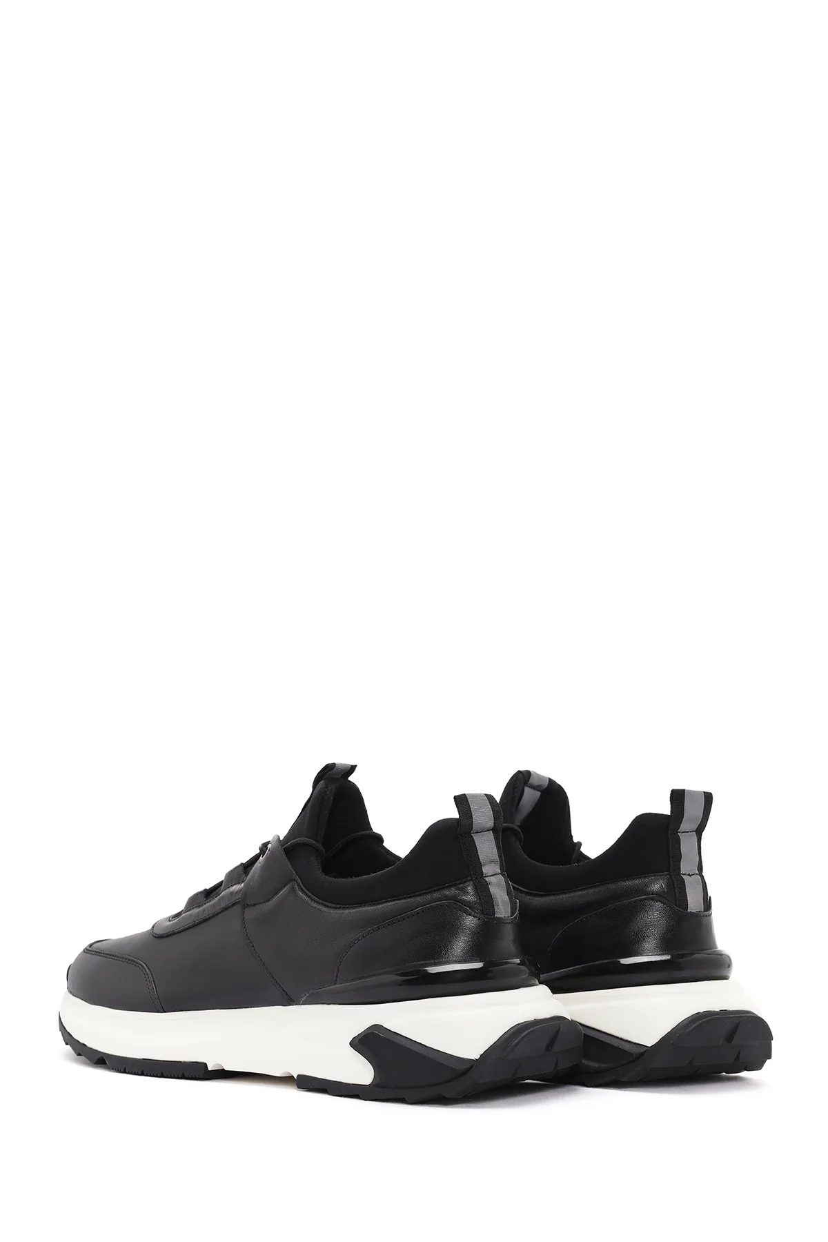 Erkek Siyah Bağcıklı Deri Sneaker - Image 5