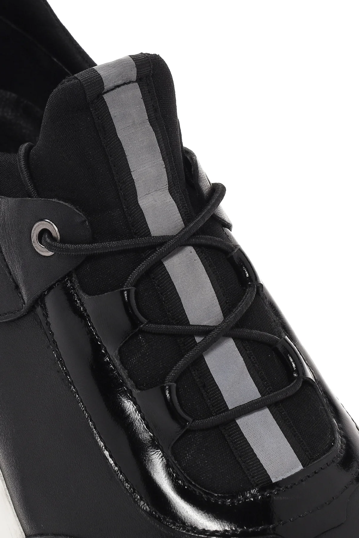 Erkek Siyah Bağcıklı Deri Sneaker - Image 9