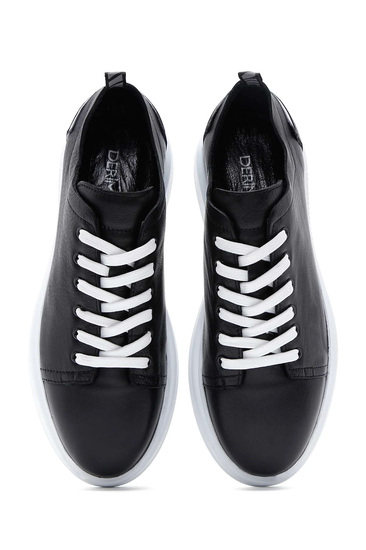 Erkek Siyah Bağcıklı Deri Sneaker - Image 6