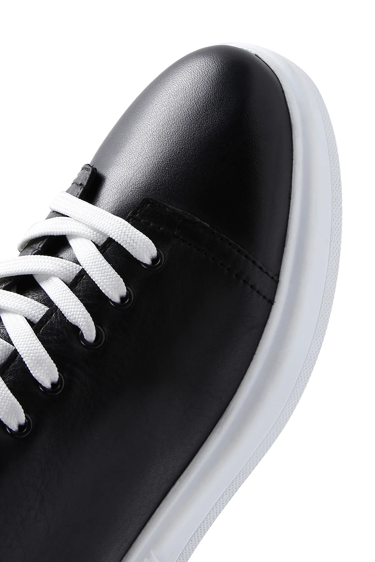 Erkek Siyah Bağcıklı Deri Sneaker - Image 9