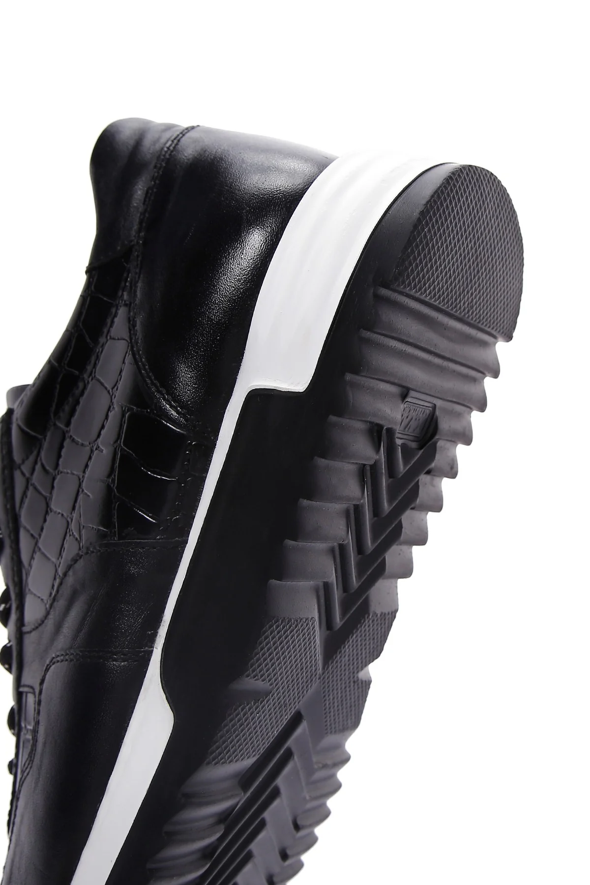 Erkek Siyah Bağcıklı Deri Sneaker - Image 10