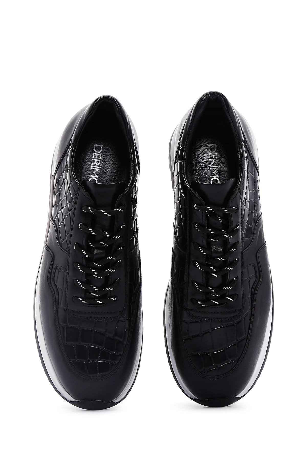 Erkek Siyah Bağcıklı Deri Sneaker - Image 6