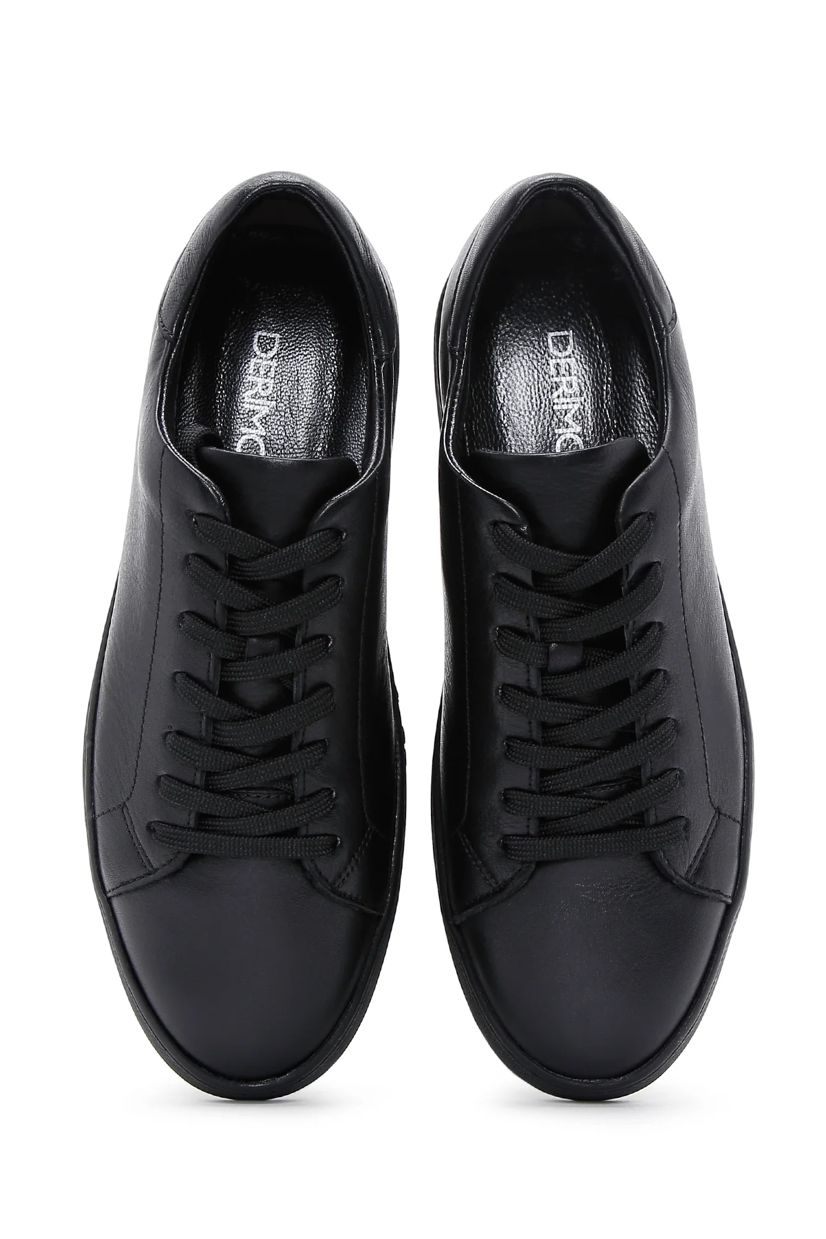 Erkek Siyah Bağcıklı Deri Sneaker - Image 6
