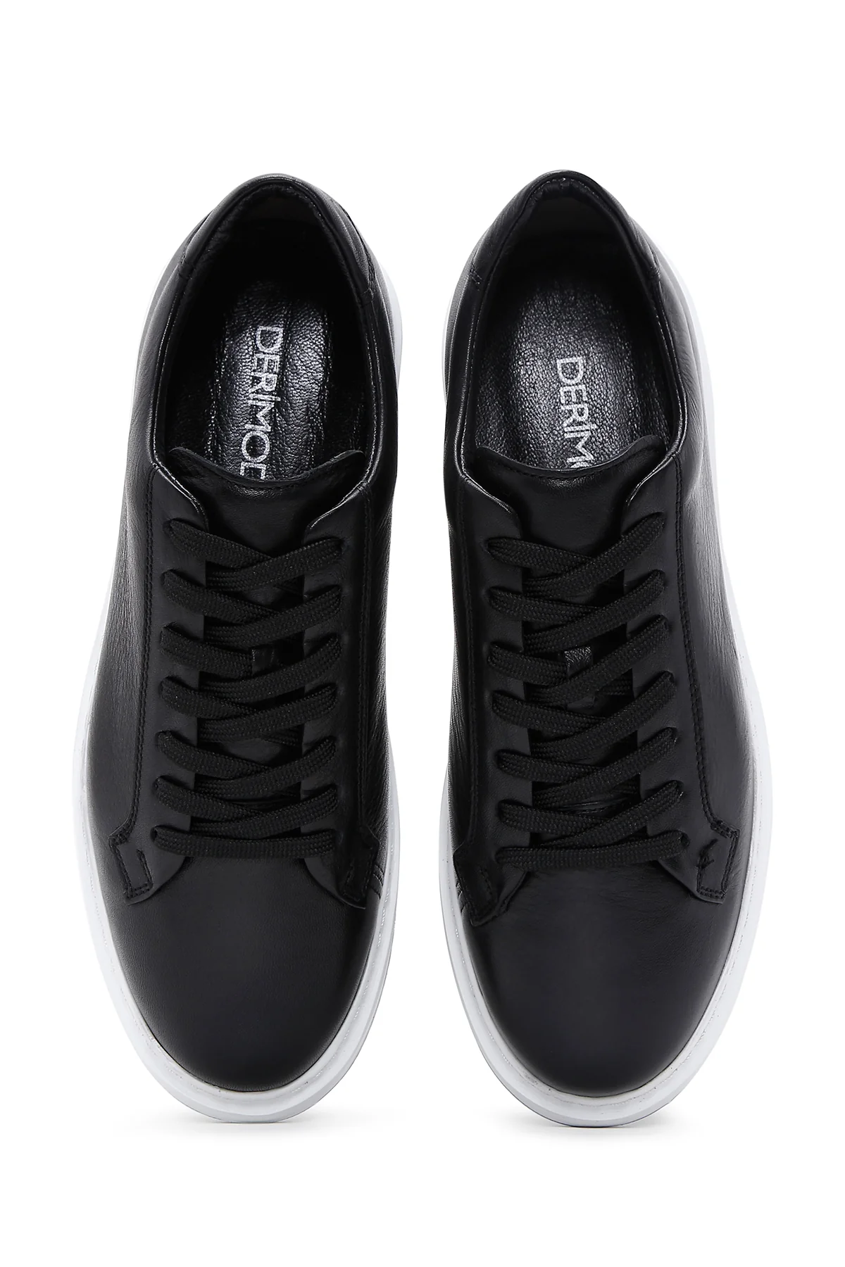 Erkek Siyah Bağcıklı Deri Sneaker - Image 6