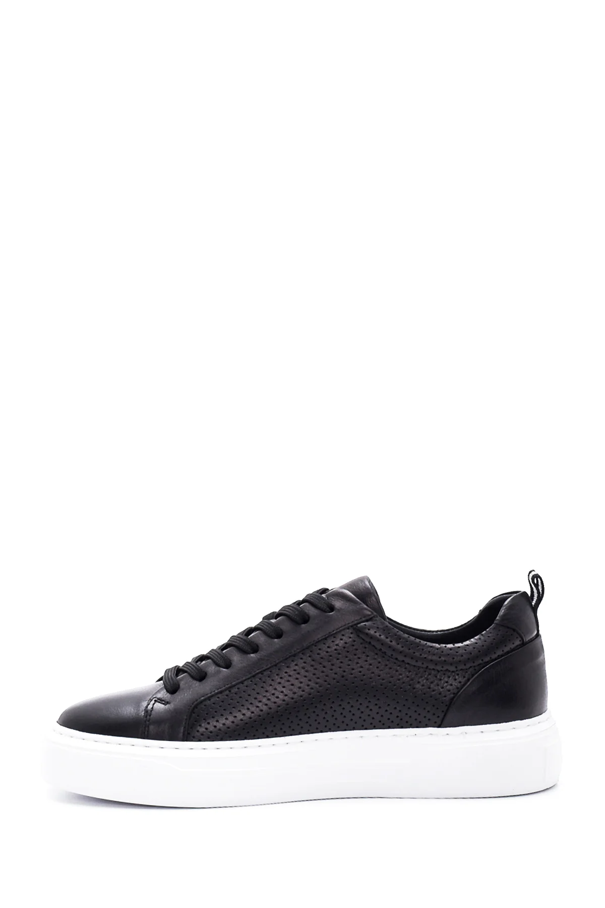 Erkek Siyah Bağcıklı Deri Sneaker - Image 2