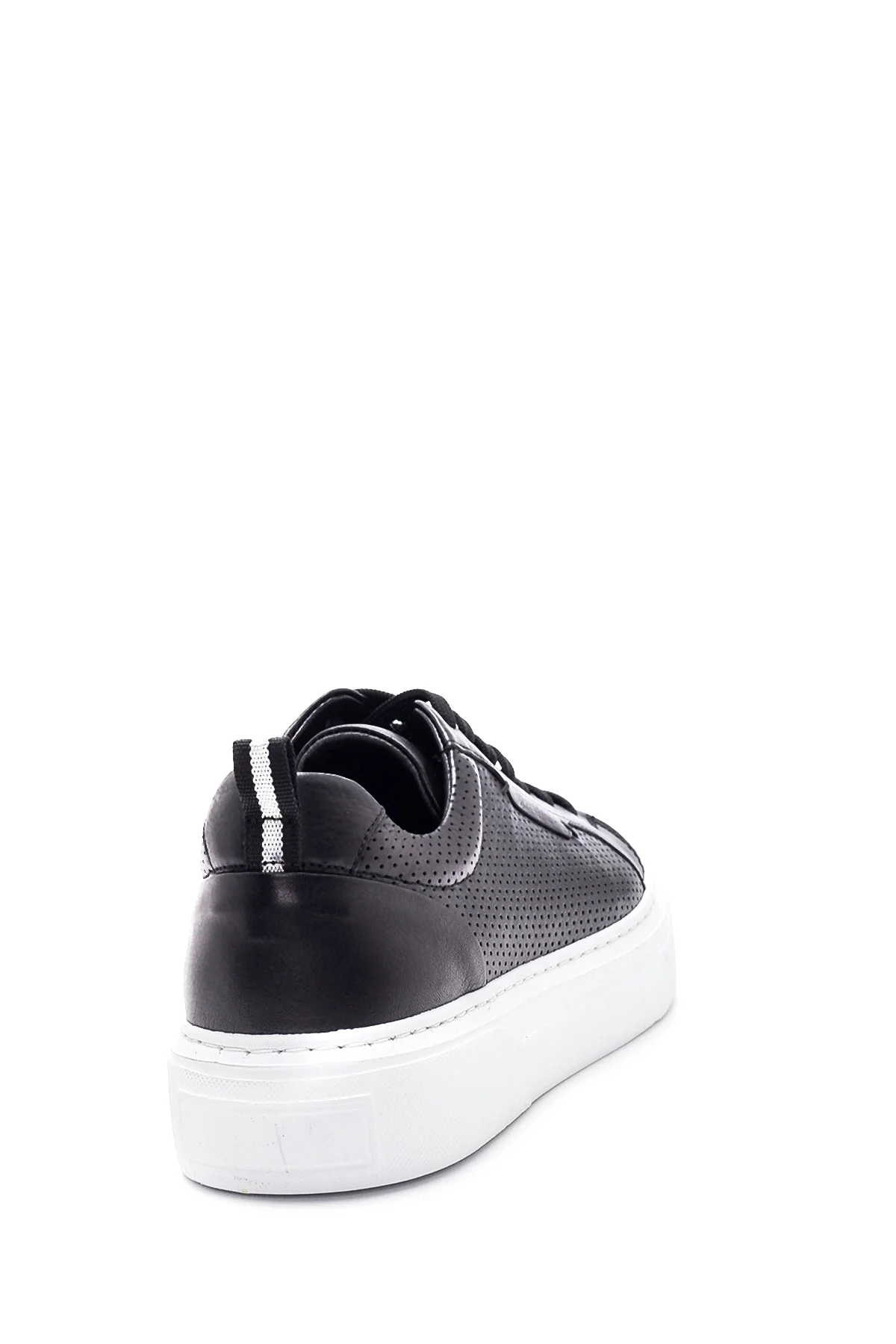 Erkek Siyah Bağcıklı Deri Sneaker - Image 3