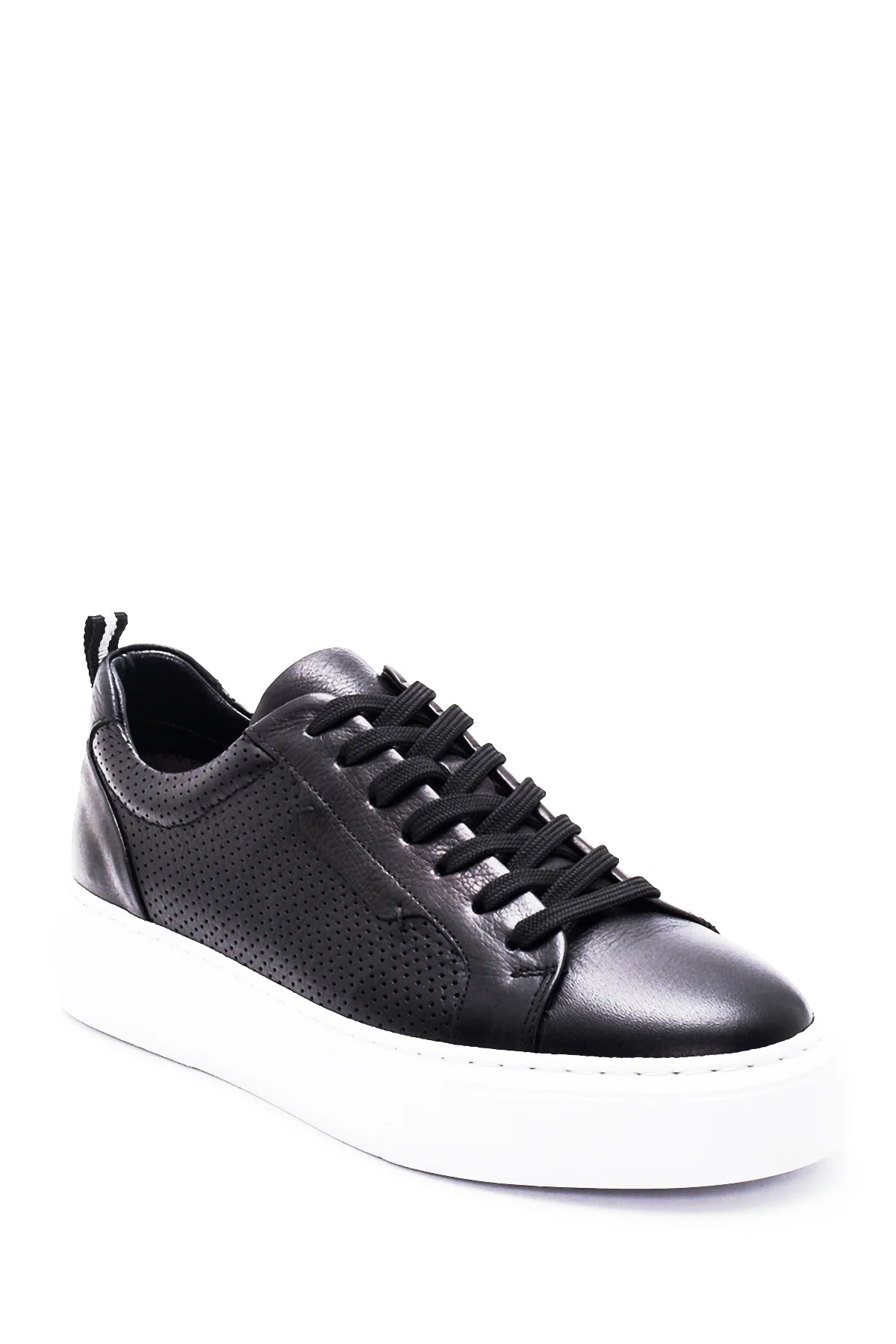 Erkek Siyah Bağcıklı Deri Sneaker - Image 6