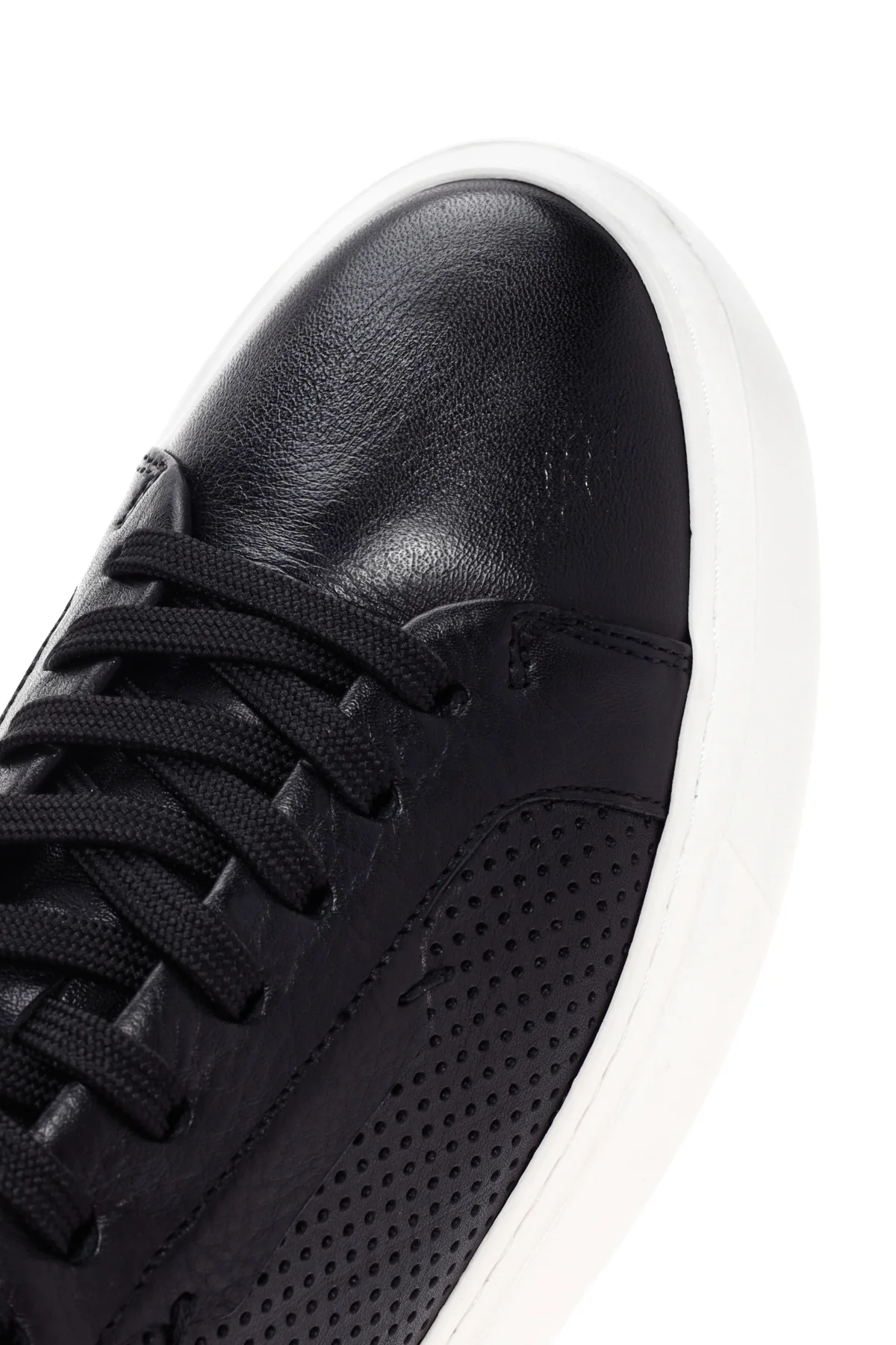 Erkek Siyah Bağcıklı Deri Sneaker - Image 9