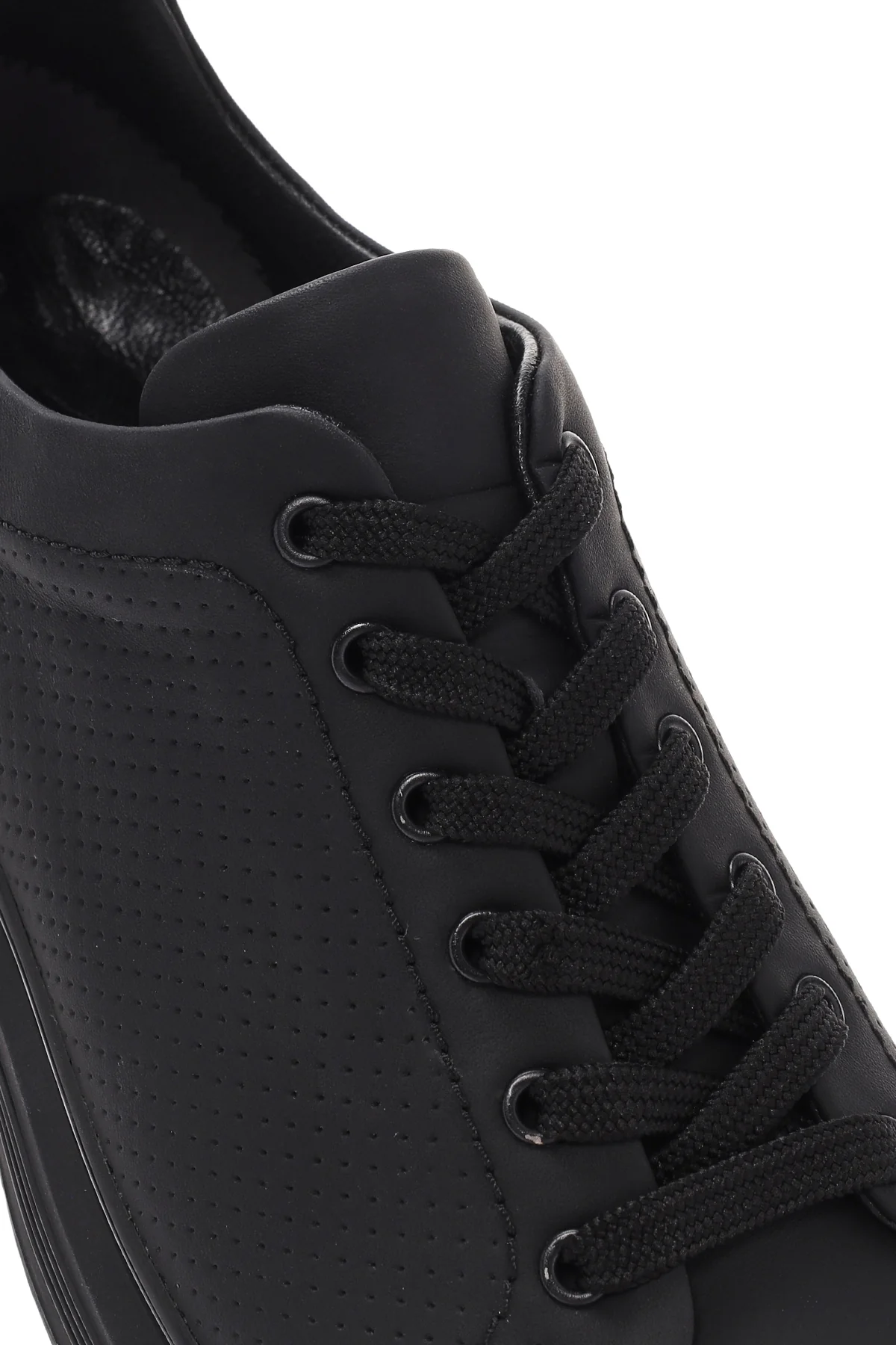 Erkek Siyah Bağcıklı Deri Sneaker - Image 9