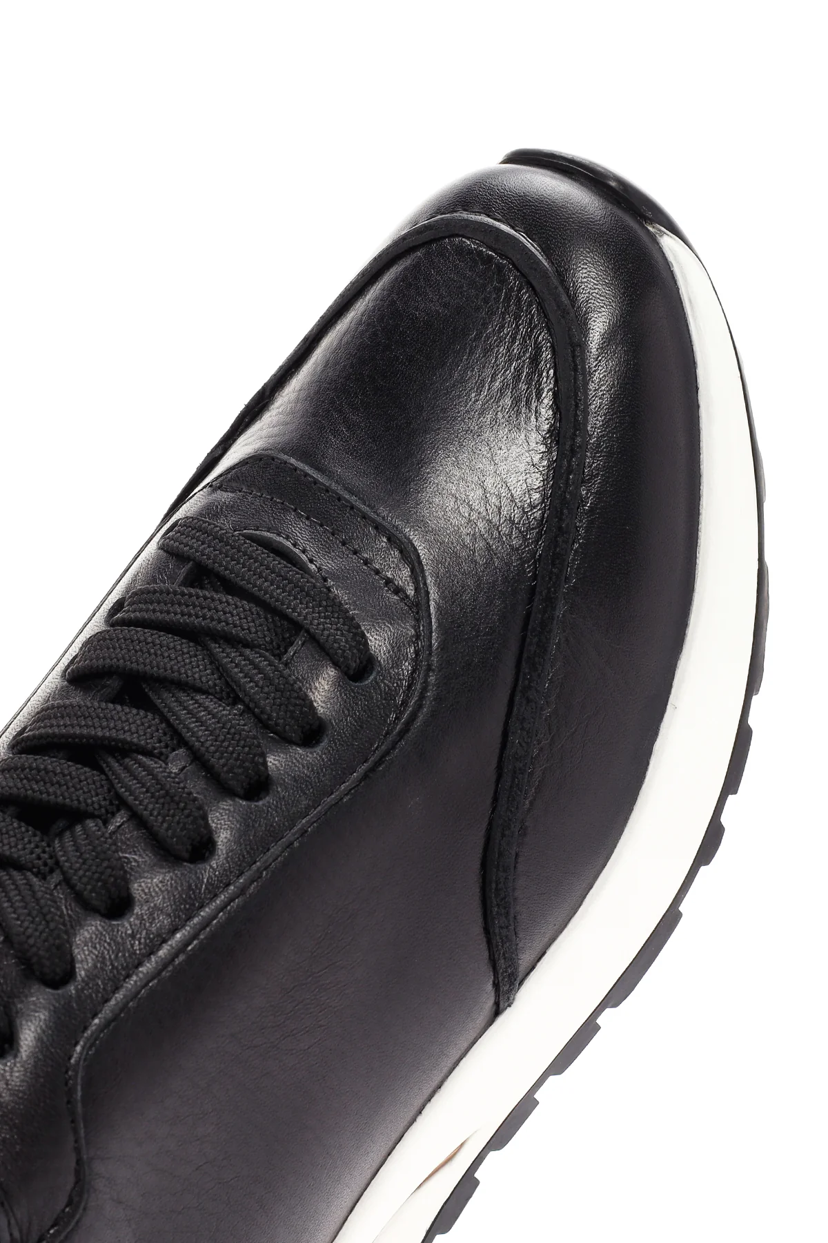 Erkek Siyah Bağcıklı Deri Sneaker - Image 10