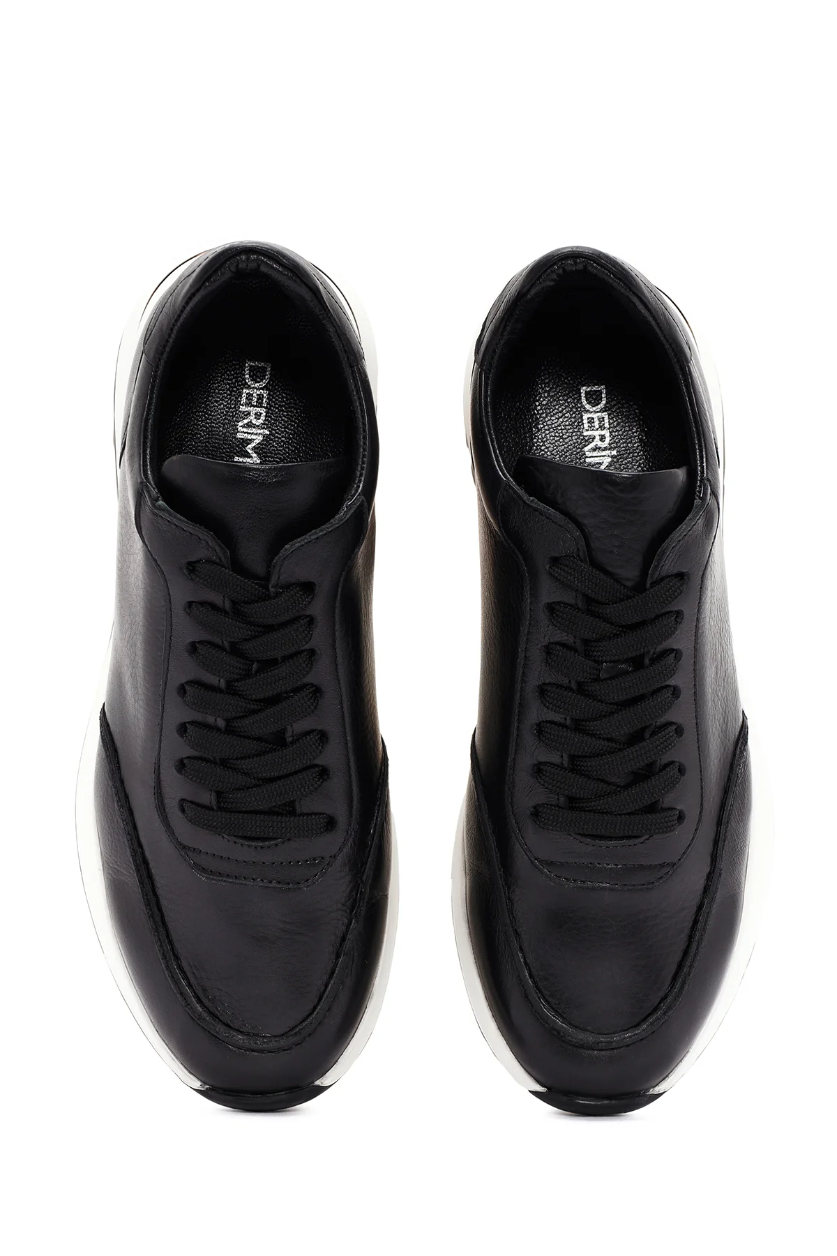 Erkek Siyah Bağcıklı Deri Sneaker - Image 7