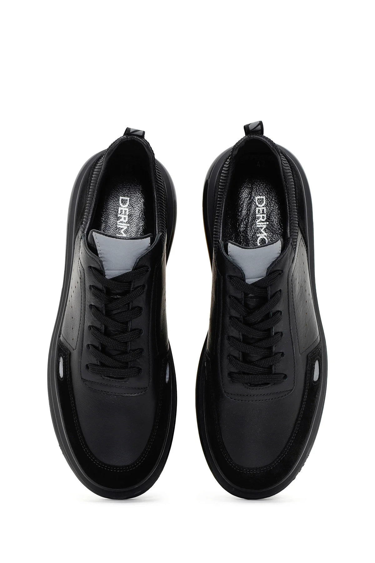 Erkek Siyah Bağcıklı Deri Sneaker - Image 6