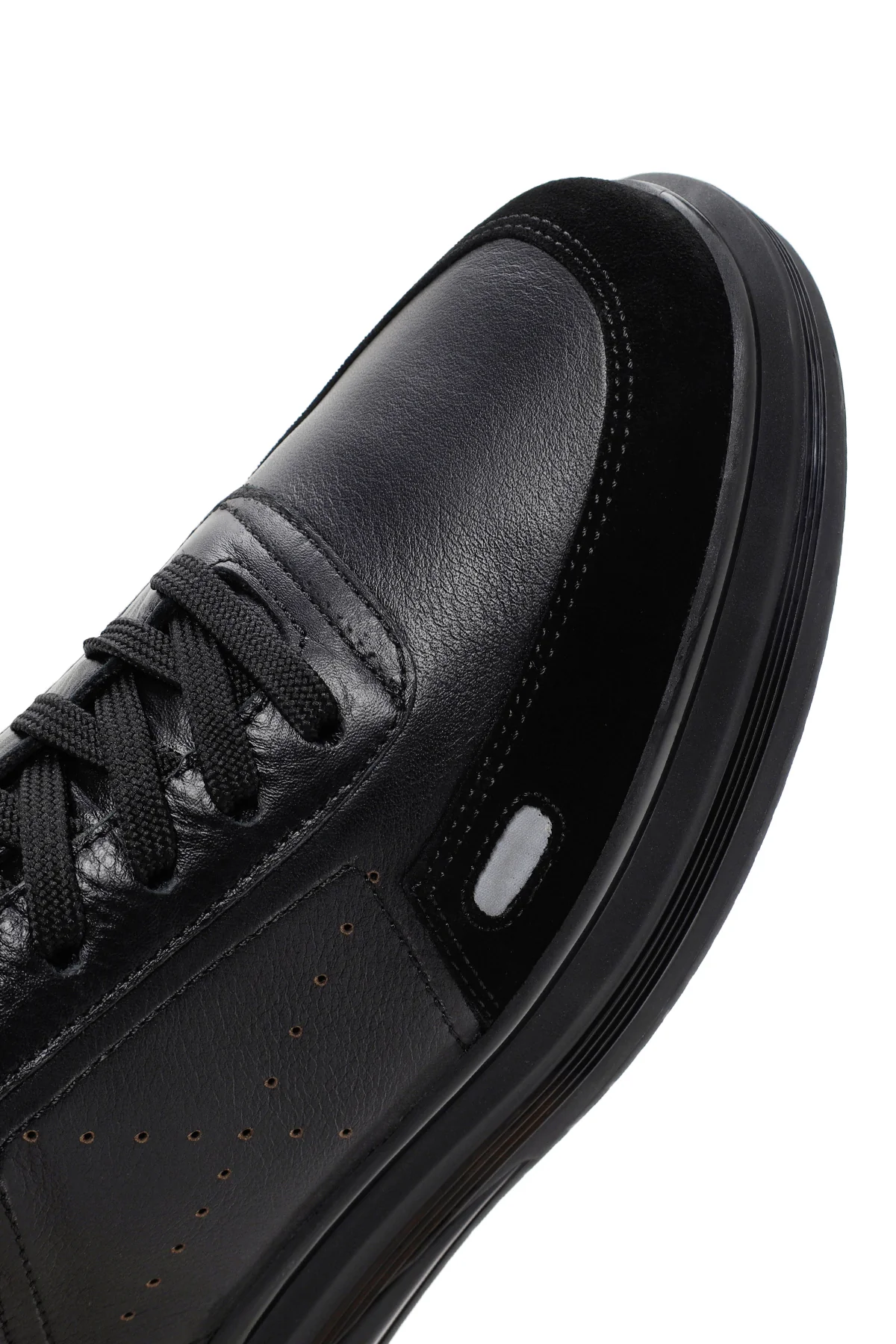 Erkek Siyah Bağcıklı Deri Sneaker - Image 9