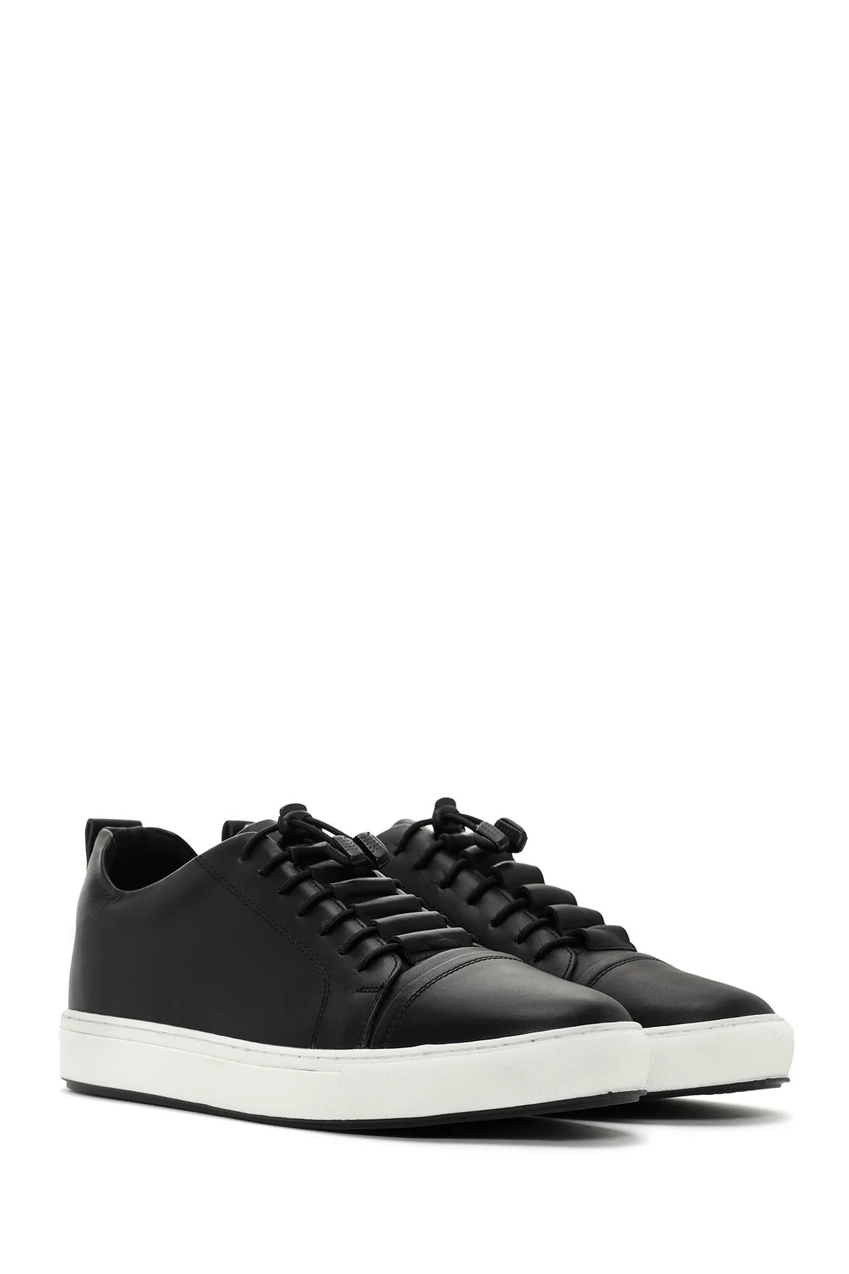 Erkek Siyah Bağcıklı Deri Sneaker - Image 3