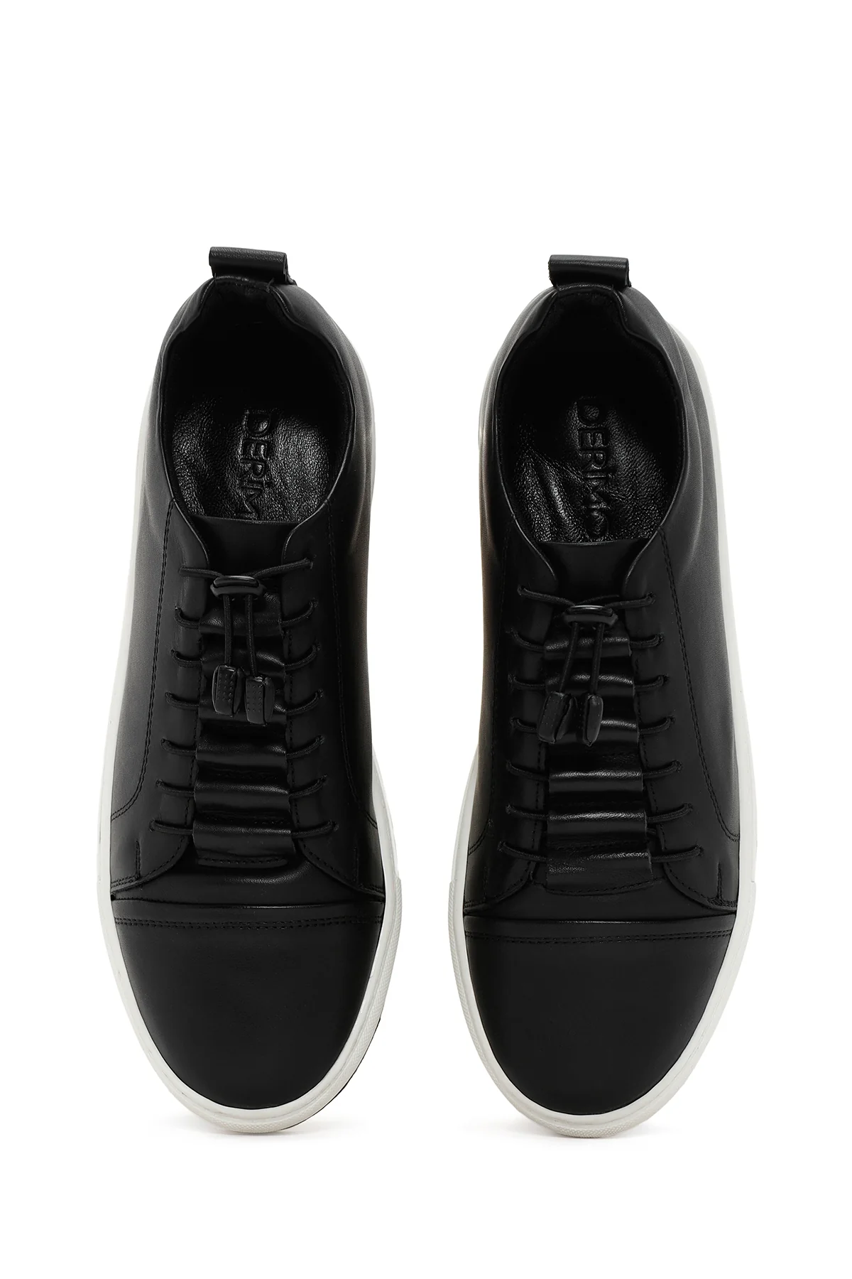 Erkek Siyah Bağcıklı Deri Sneaker - Image 6