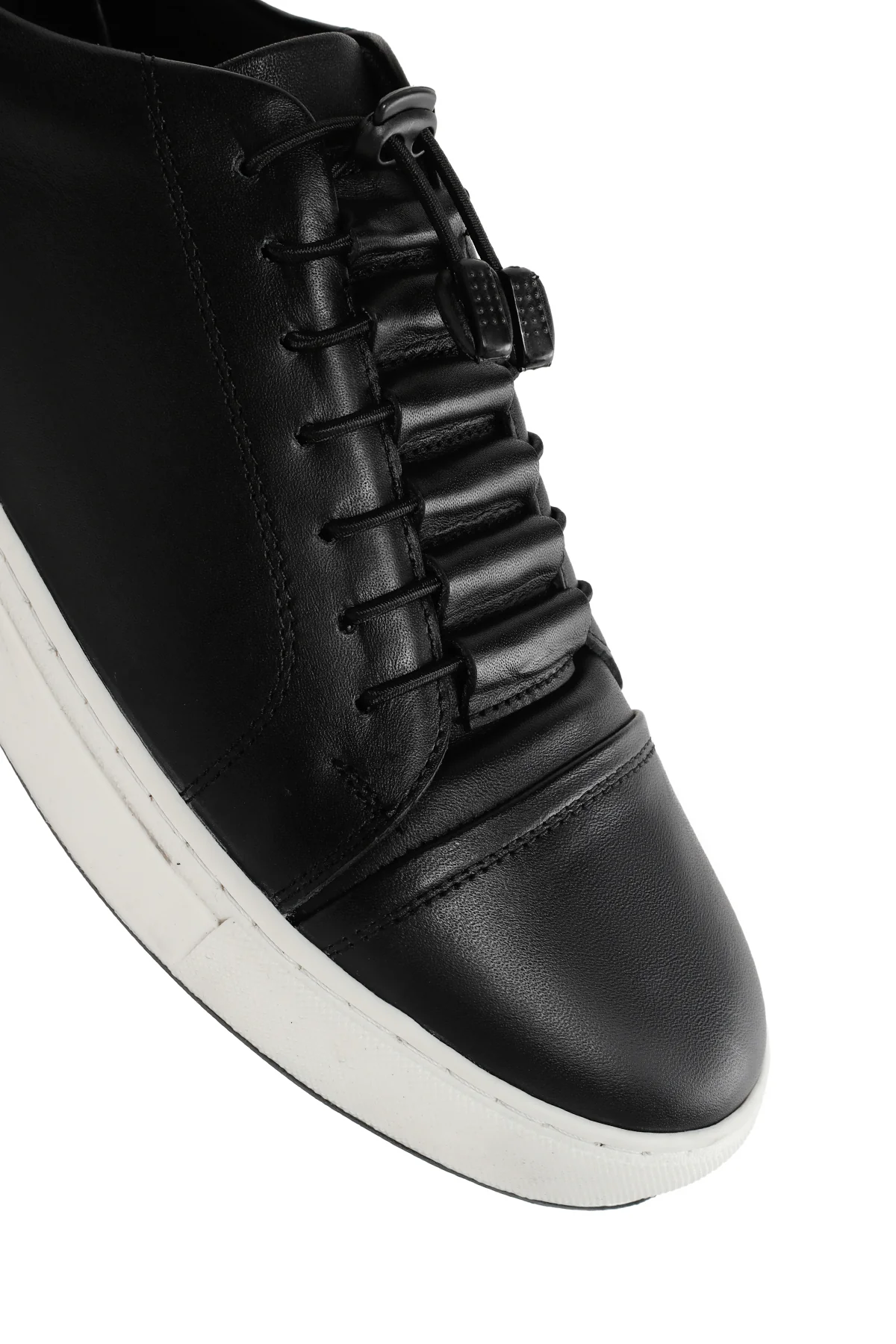 Erkek Siyah Bağcıklı Deri Sneaker - Image 9