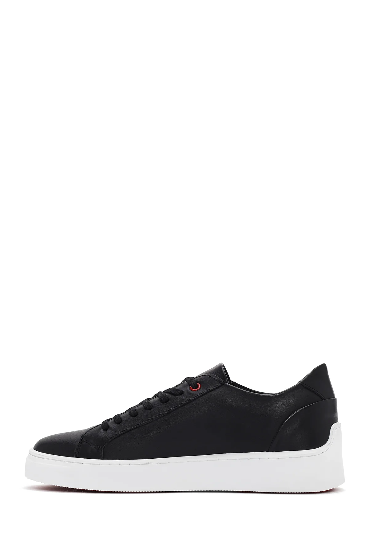 Erkek Siyah Bağcıklı Deri Sneaker - Image 2