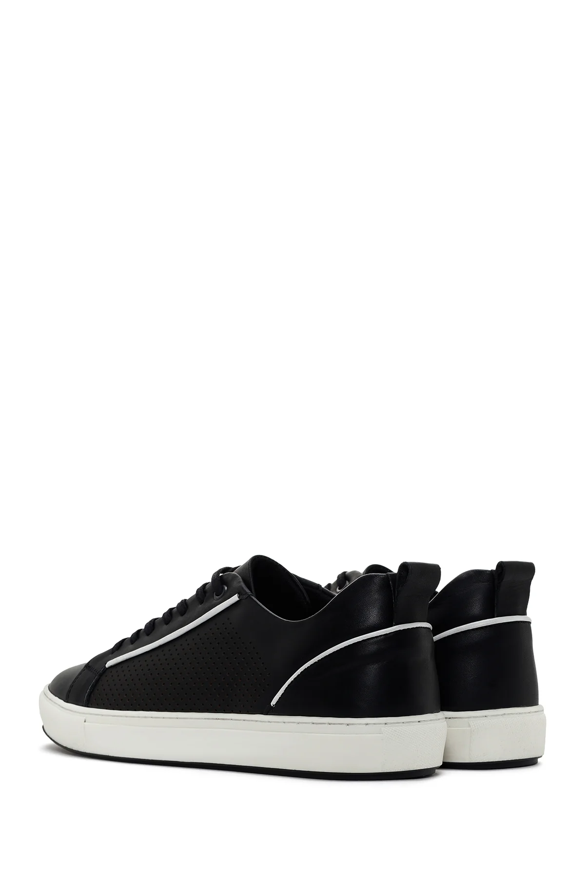 Erkek Siyah Bağcıklı Deri Sneaker - Image 5