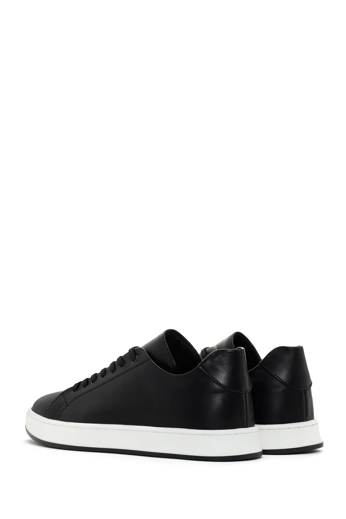 Erkek Siyah Bağcıklı Deri Sneaker - Image 5