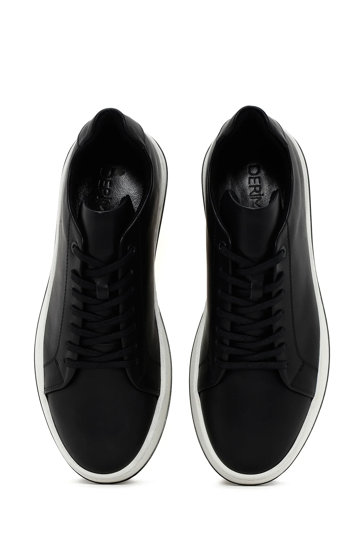 Erkek Siyah Bağcıklı Deri Sneaker - Image 6