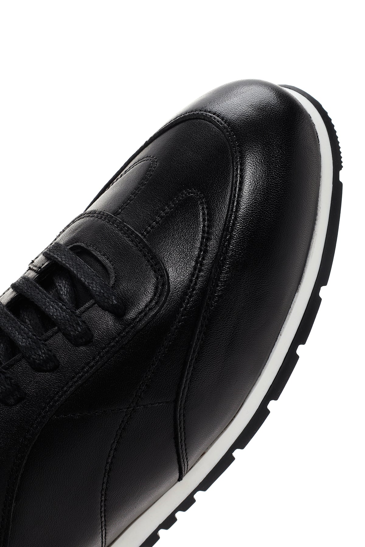 Erkek Siyah Bağcıklı Deri Sneaker - Image 9