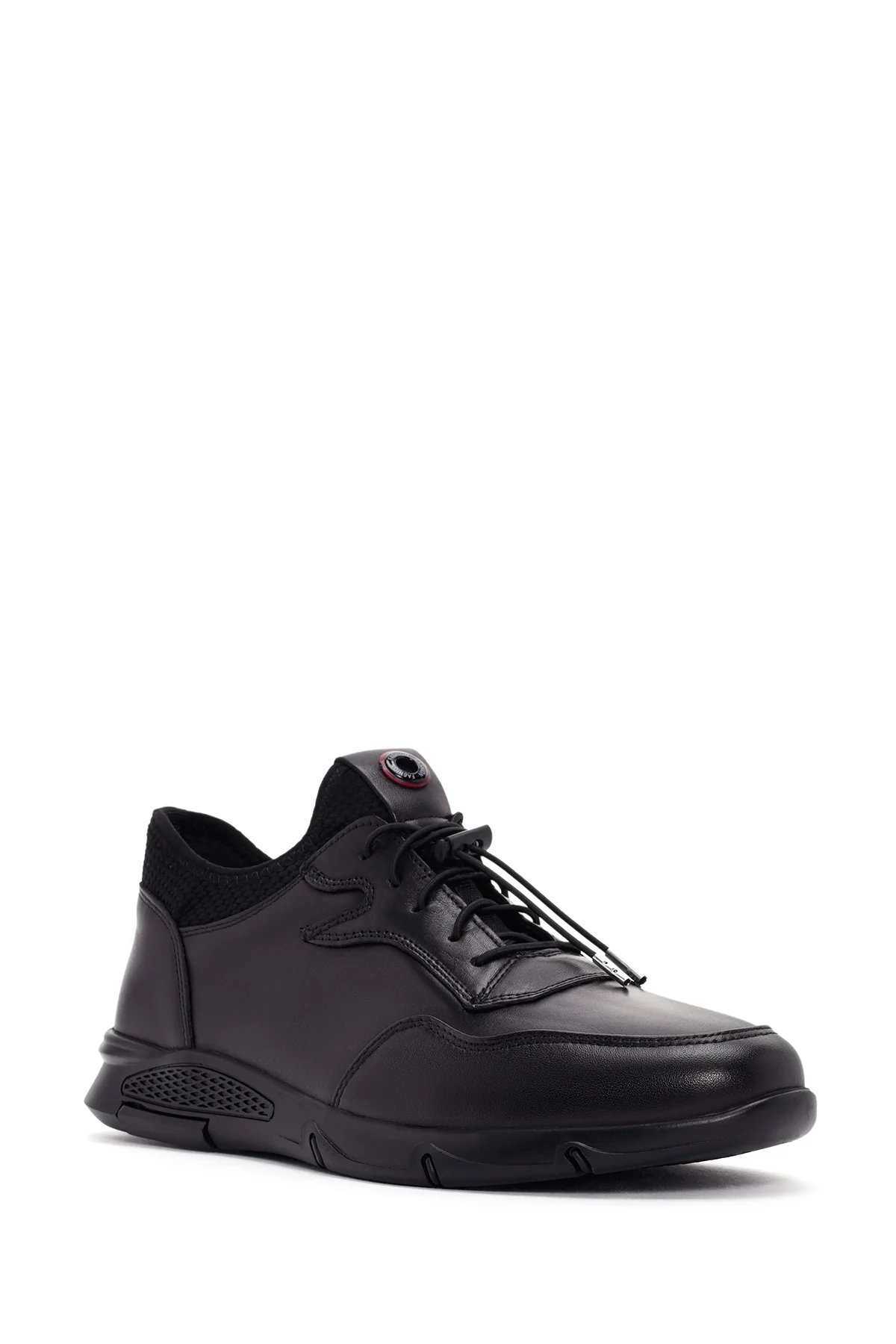 Erkek Siyah Bağcıklı Deri Sneaker - Image 6