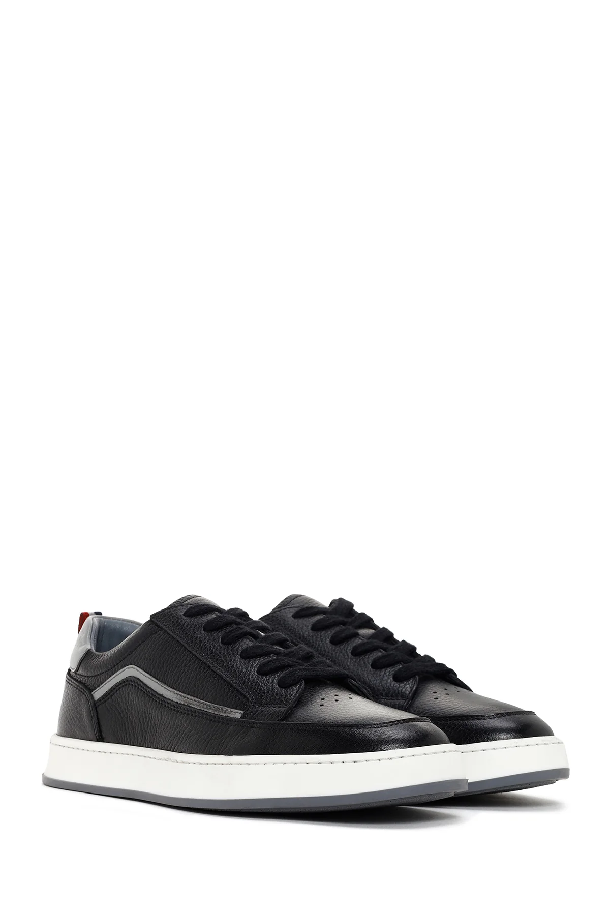 Erkek Siyah Bağcıklı Deri Sneaker - Image 3