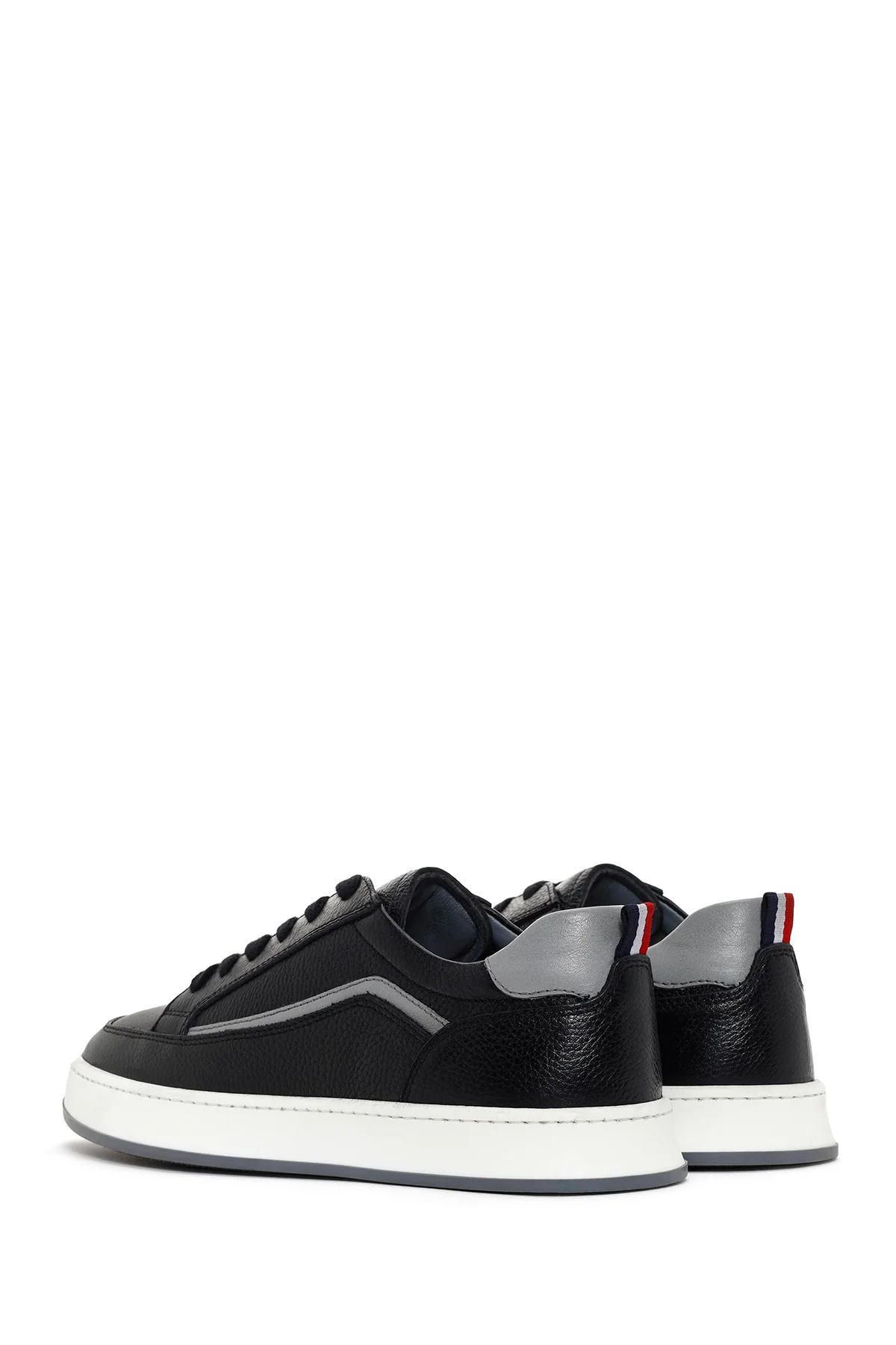Erkek Siyah Bağcıklı Deri Sneaker - Image 5
