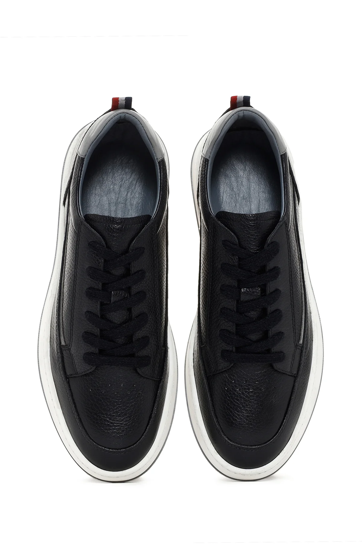 Erkek Siyah Bağcıklı Deri Sneaker - Image 6