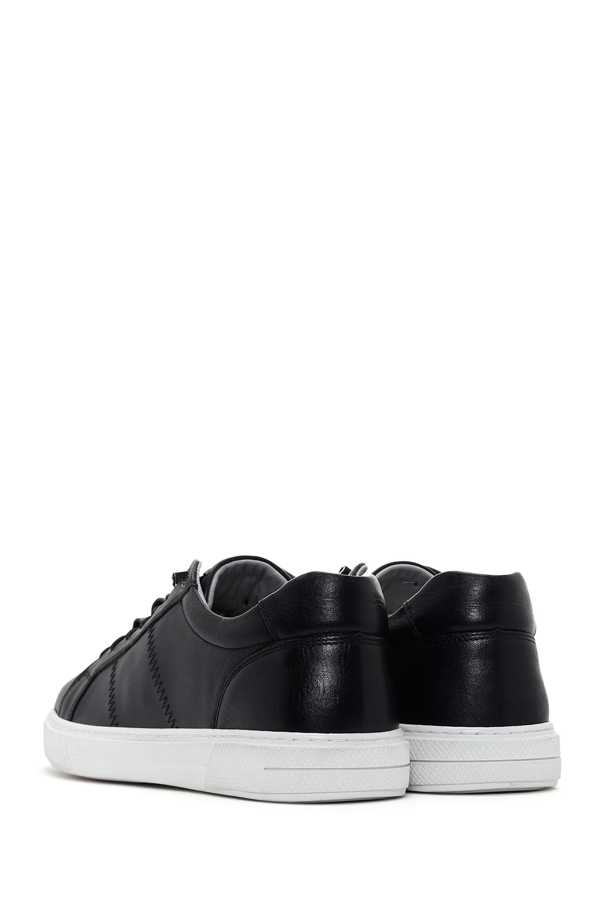 Erkek Siyah Bağcıklı Deri Sneaker - Image 5