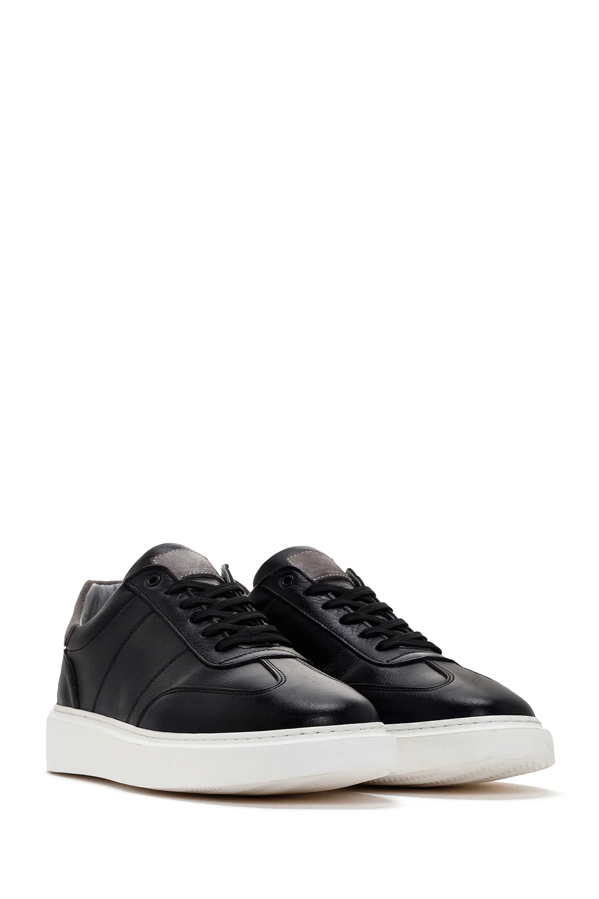 Erkek Siyah Bağcıklı Deri Sneaker - Image 3