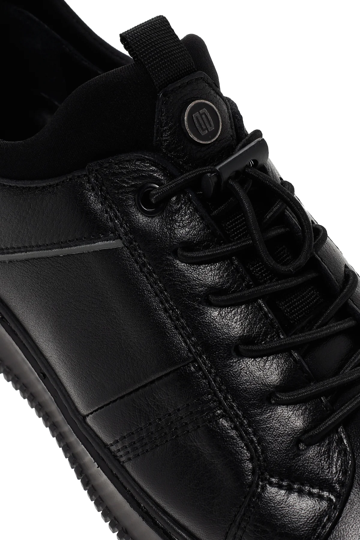 Erkek Siyah Bağcıklı Deri Sneaker - Image 9