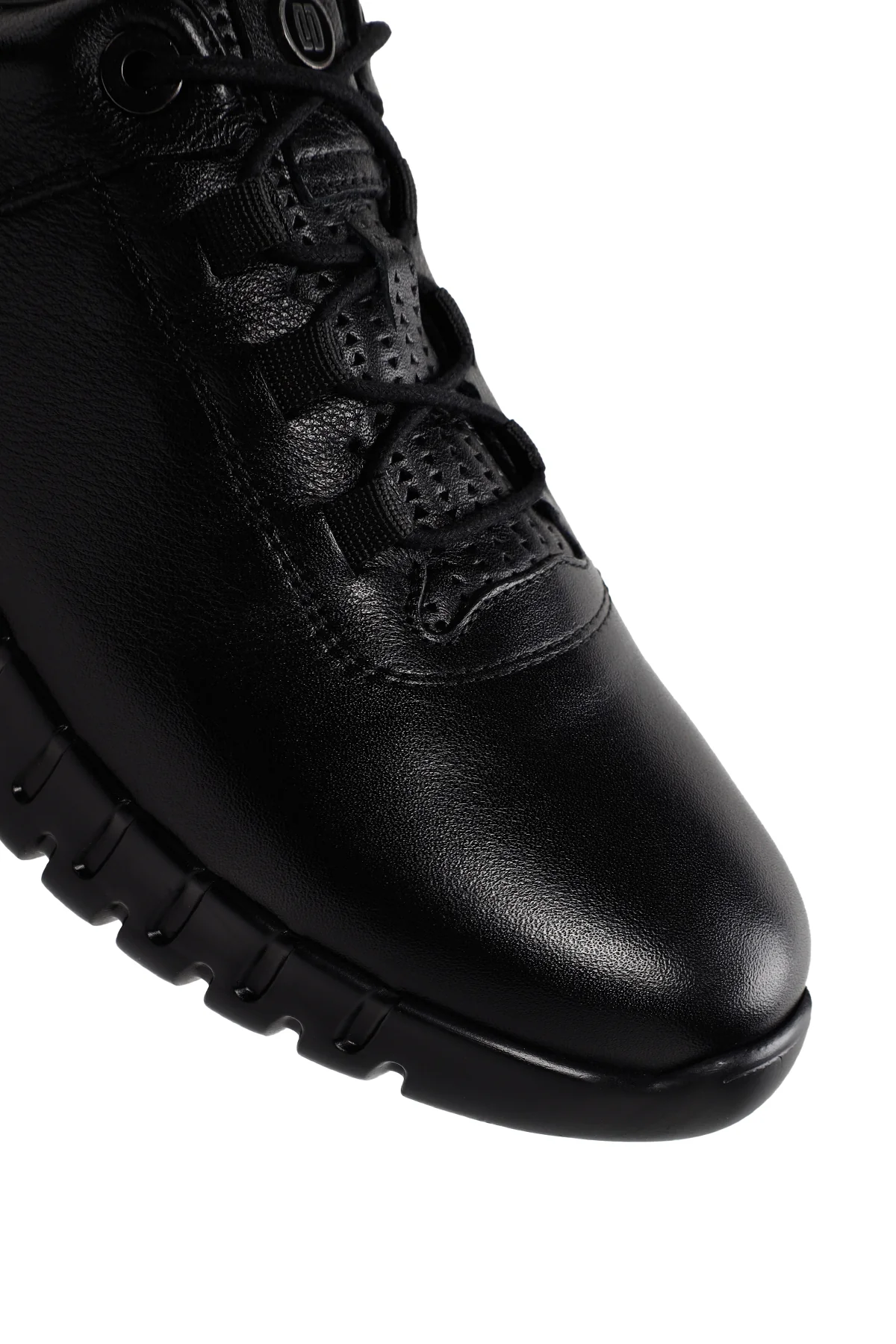 Erkek Siyah Bağcıklı Deri Sneaker - Image 9