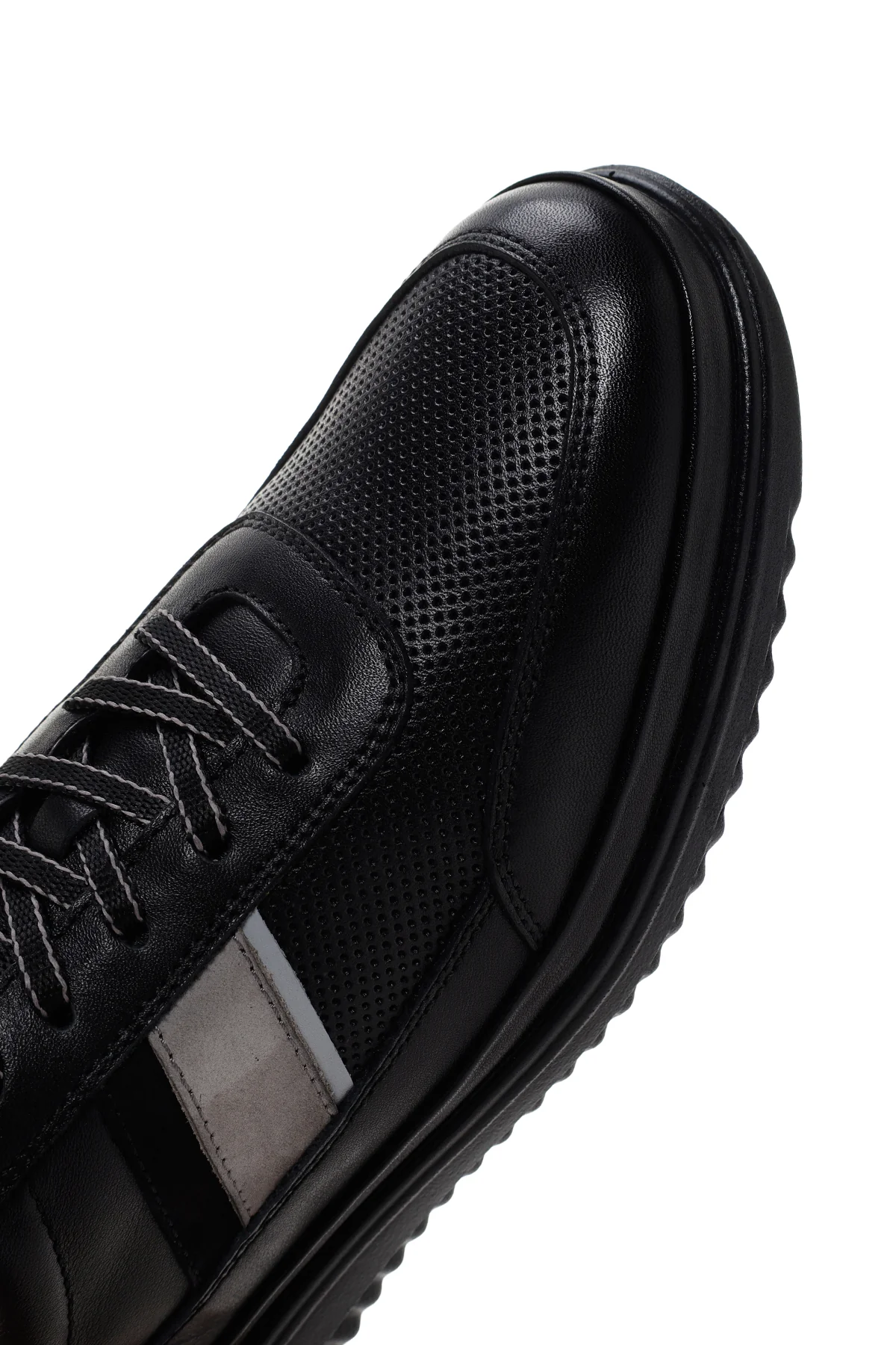 Erkek Siyah Bağcıklı Deri Sneaker - Image 9