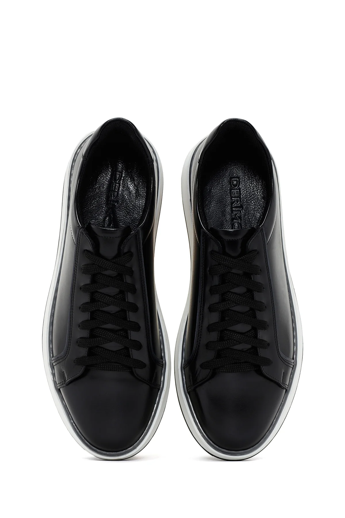 Erkek Siyah Bağcıklı Deri Sneaker - Image 6