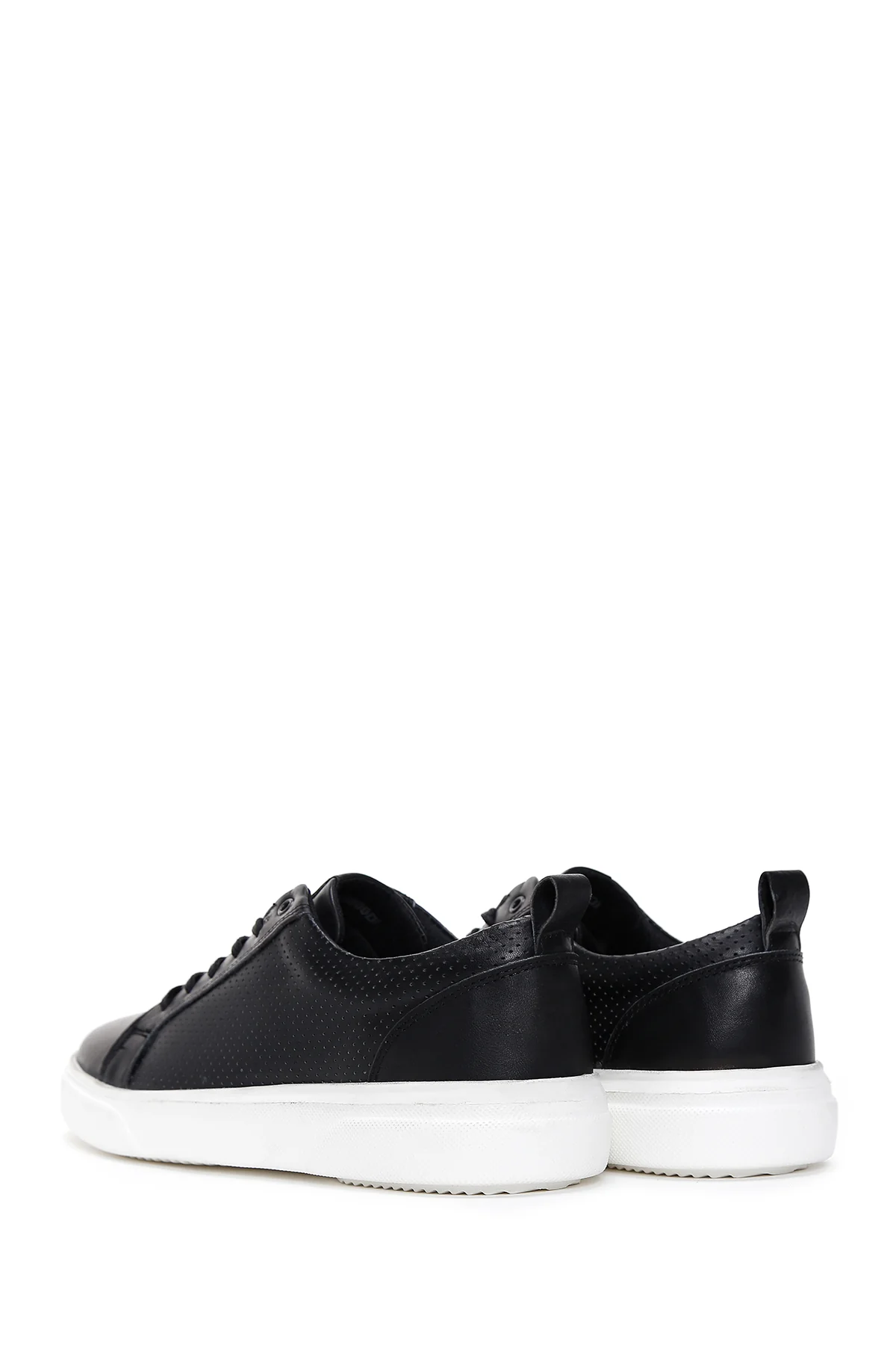 Erkek Siyah Bağcıklı Deri Sneaker - Image 5