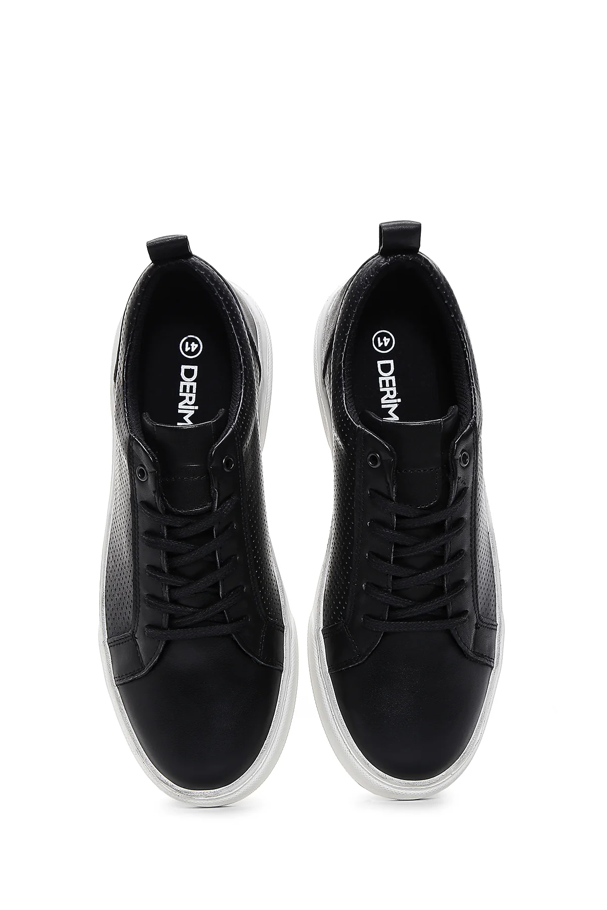 Erkek Siyah Bağcıklı Deri Sneaker - Image 6