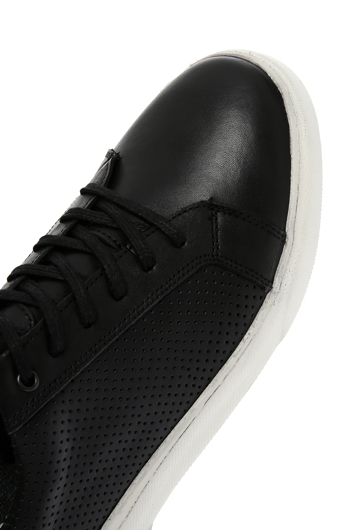 Erkek Siyah Bağcıklı Deri Sneaker - Image 9