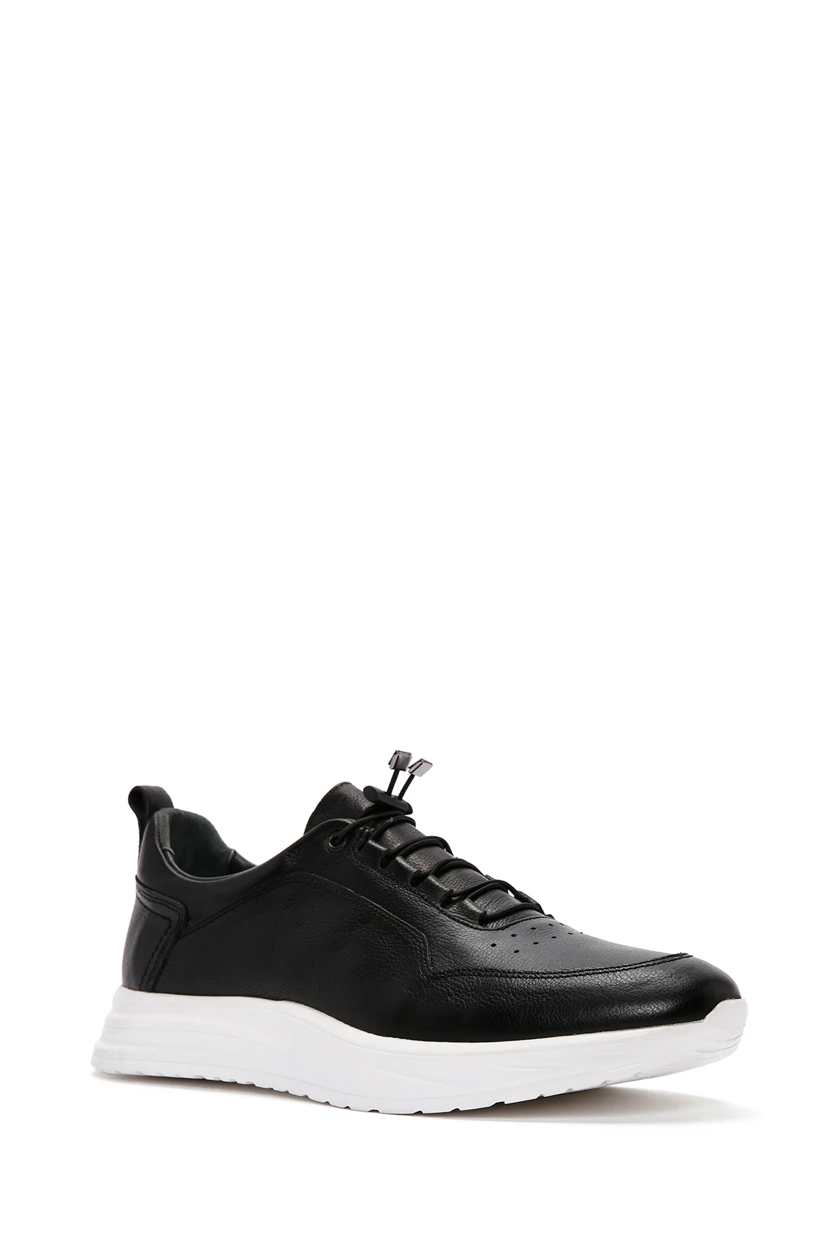 Erkek Siyah Bağcıklı Deri Sneaker - Image 6