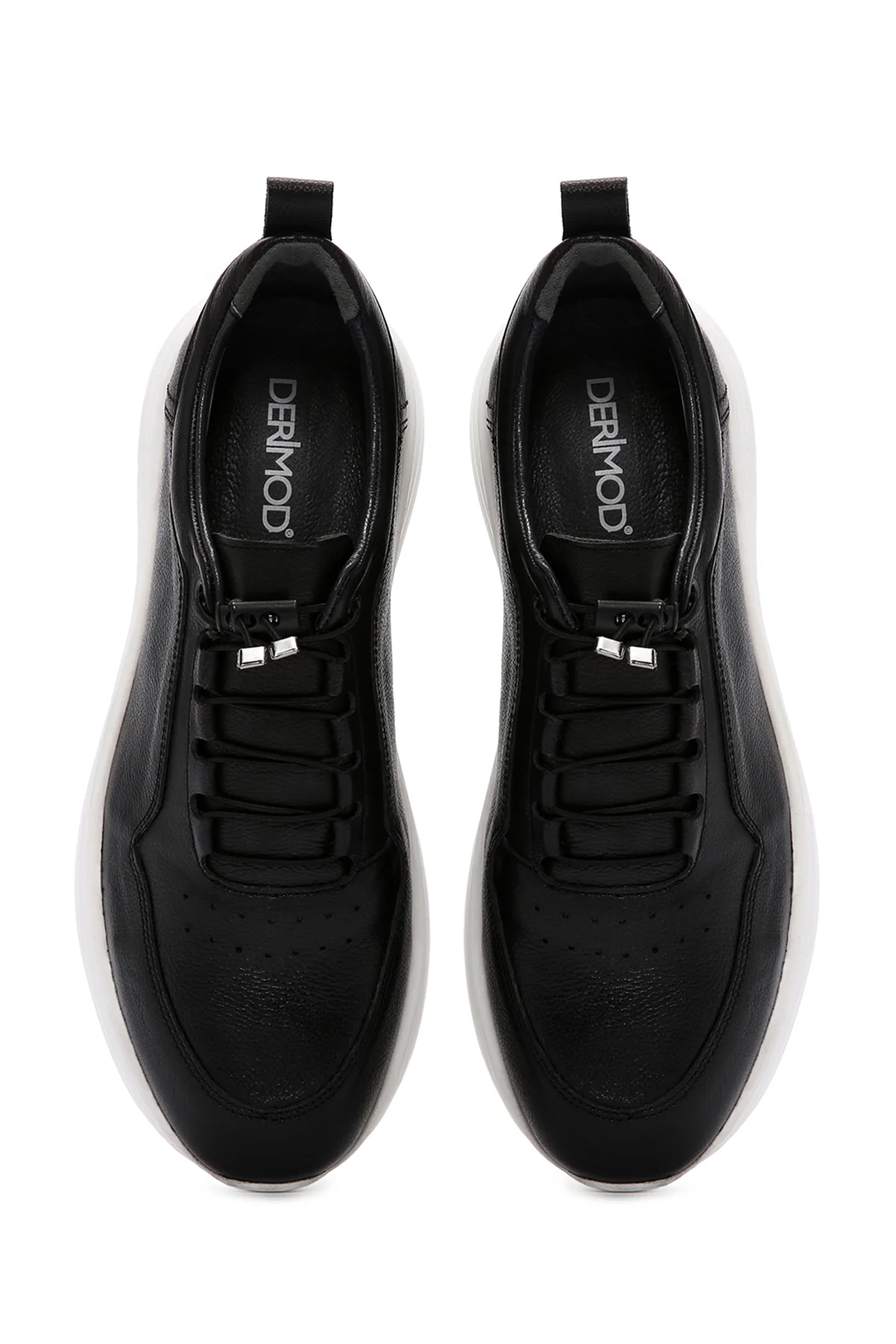 Erkek Siyah Bağcıklı Deri Sneaker - Image 7
