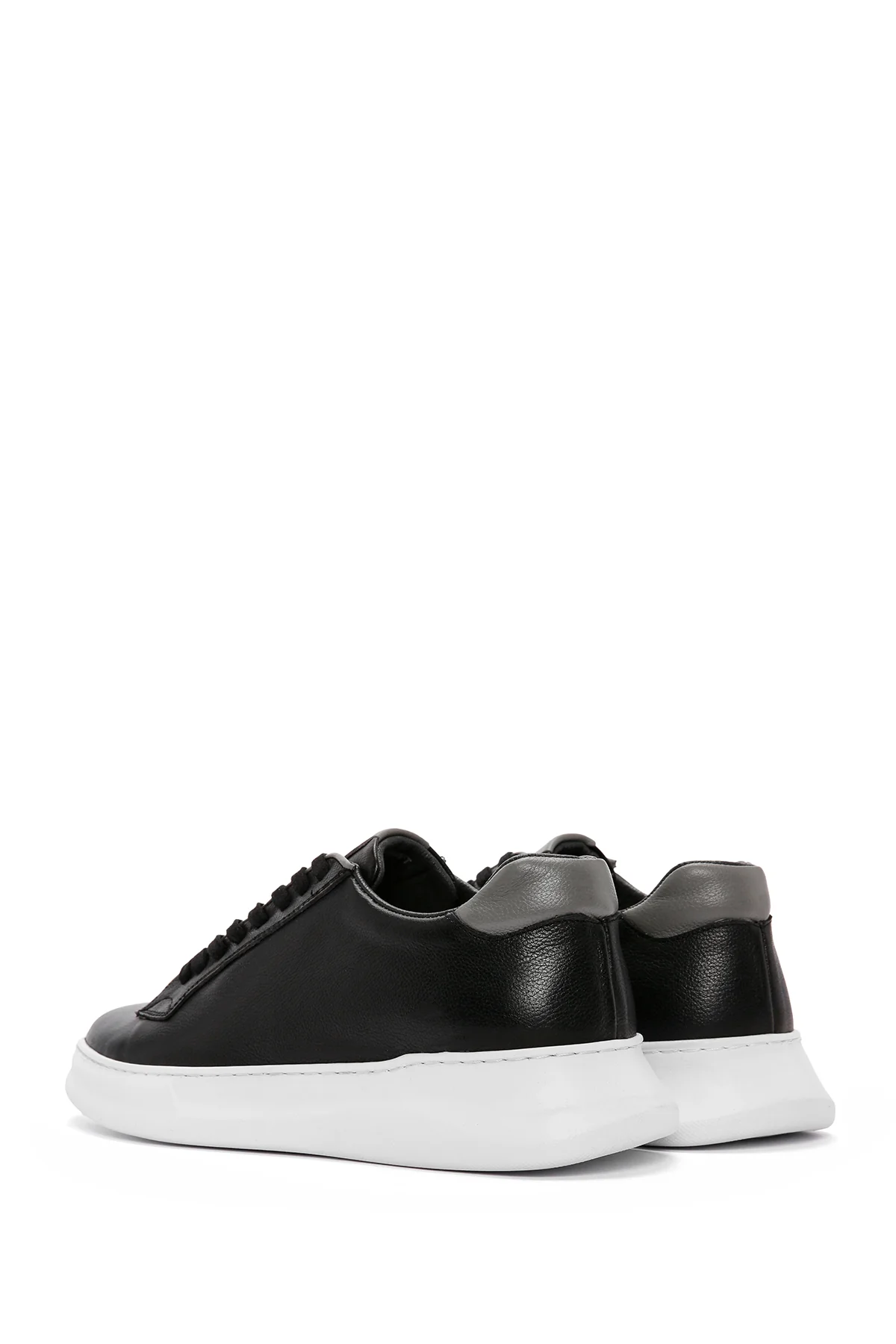 Erkek Siyah Bağcıklı Deri Sneaker - Image 6
