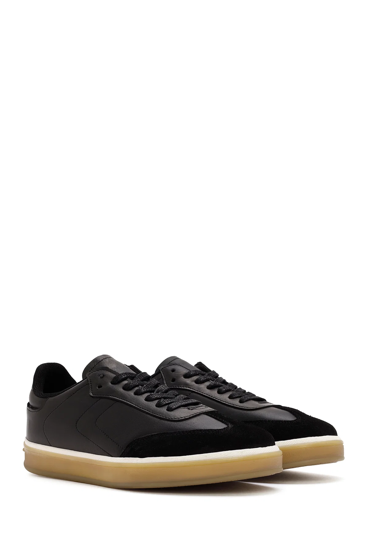 Erkek Siyah Bağcıklı Deri Sneaker - Image 3